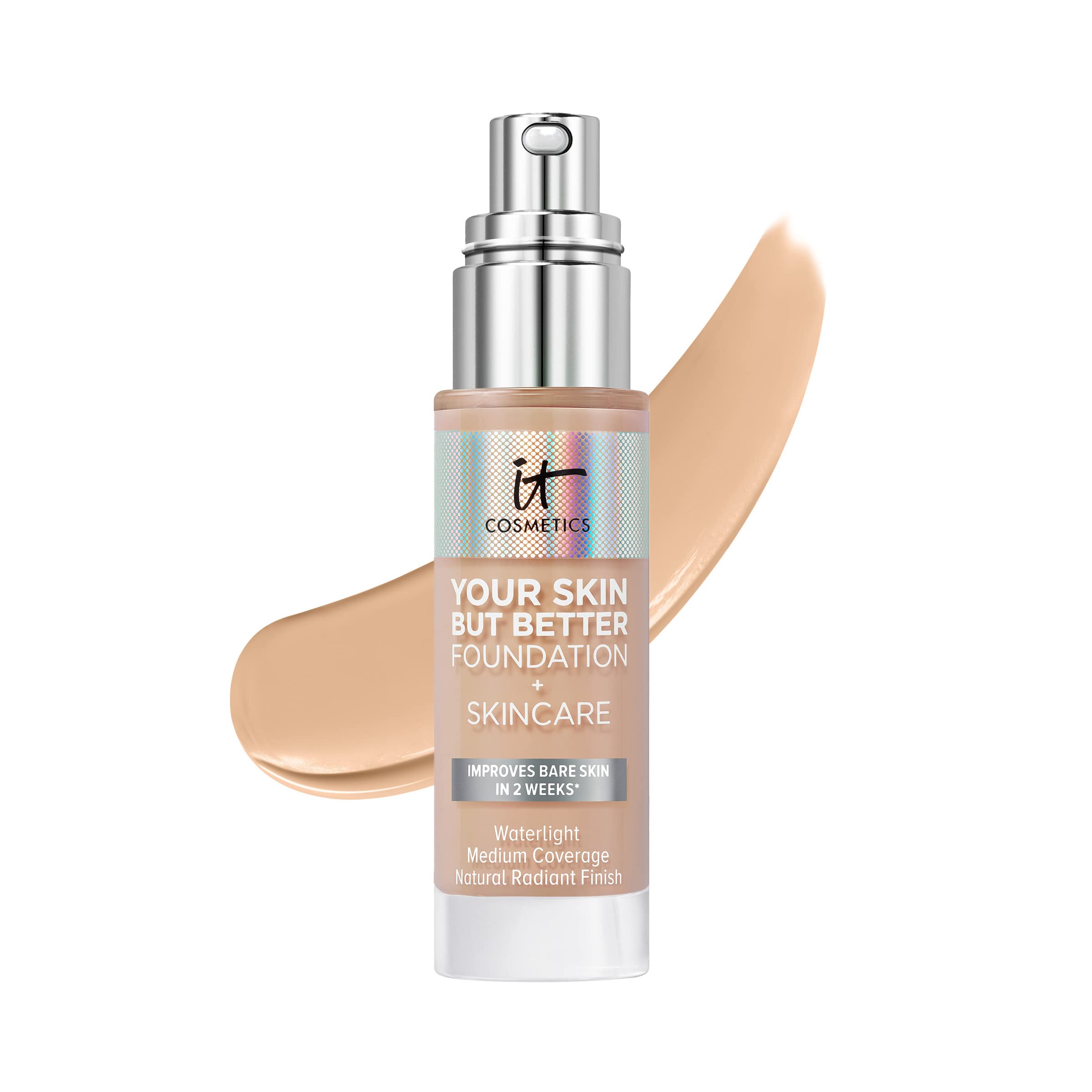 IT Cosmetics Your Skin But Better Foundation + Skincare - Hydrating Medium Buildable Coverage - Minimizes Pores & Imperfections - Natural Radiant Finish - With Hyaluronic Acid - 1.0 fl oz