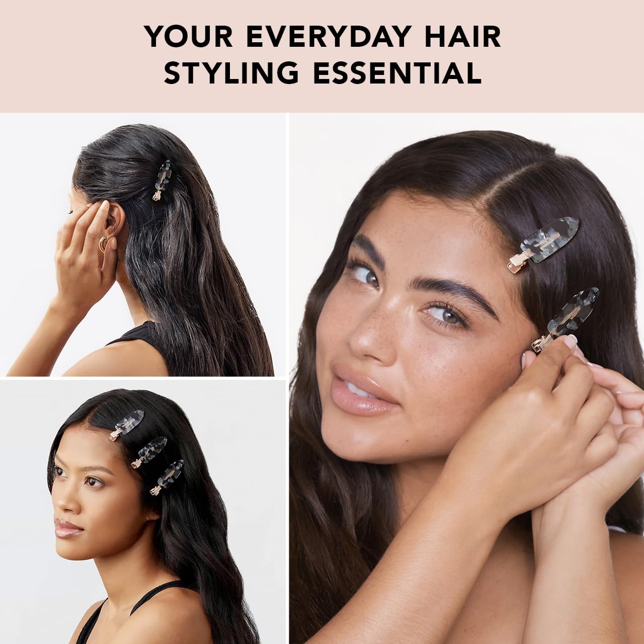Kitsch Creaseless Hair Pins, No Crease Hair Clips for Makeup, No Bend Hair Clips for Styling, Stylish Makeup Hair Clips & Hair Styling Clips, Pin Curl Clips for Hair, 4pc Set