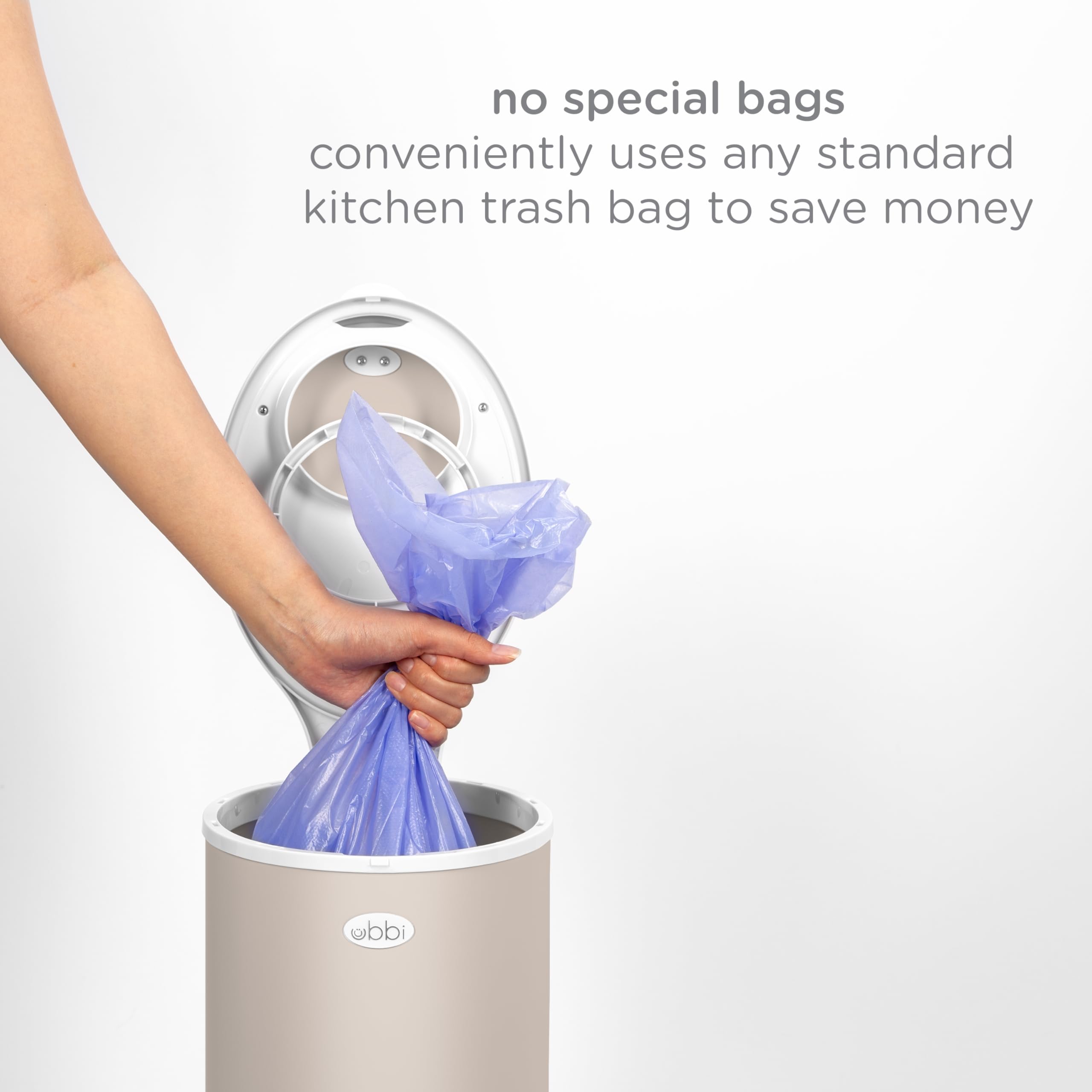 Ubbi Steel Odor Locking, No Special Bag Required Money Saving, Awards-Winning, Modern Design Registry Must-Have Diaper Pail, Taupe