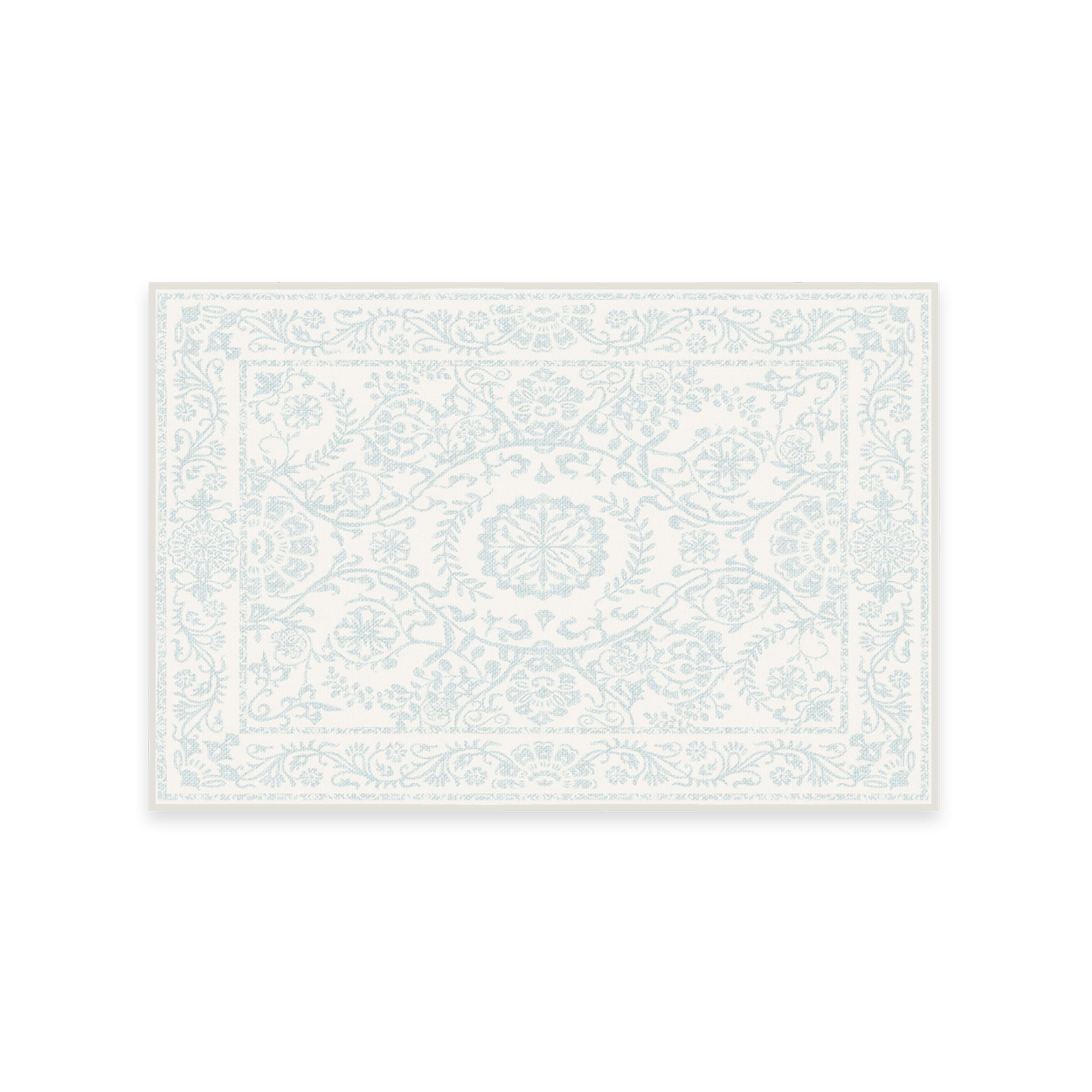 RUGGABLE Washable 2x3 Area Rug, Delphina Delft Blue, Premium Vintage Rugs for Living Room, Bedroom, Kitchen, Office, Classroom with Gripper Non Slip Pad