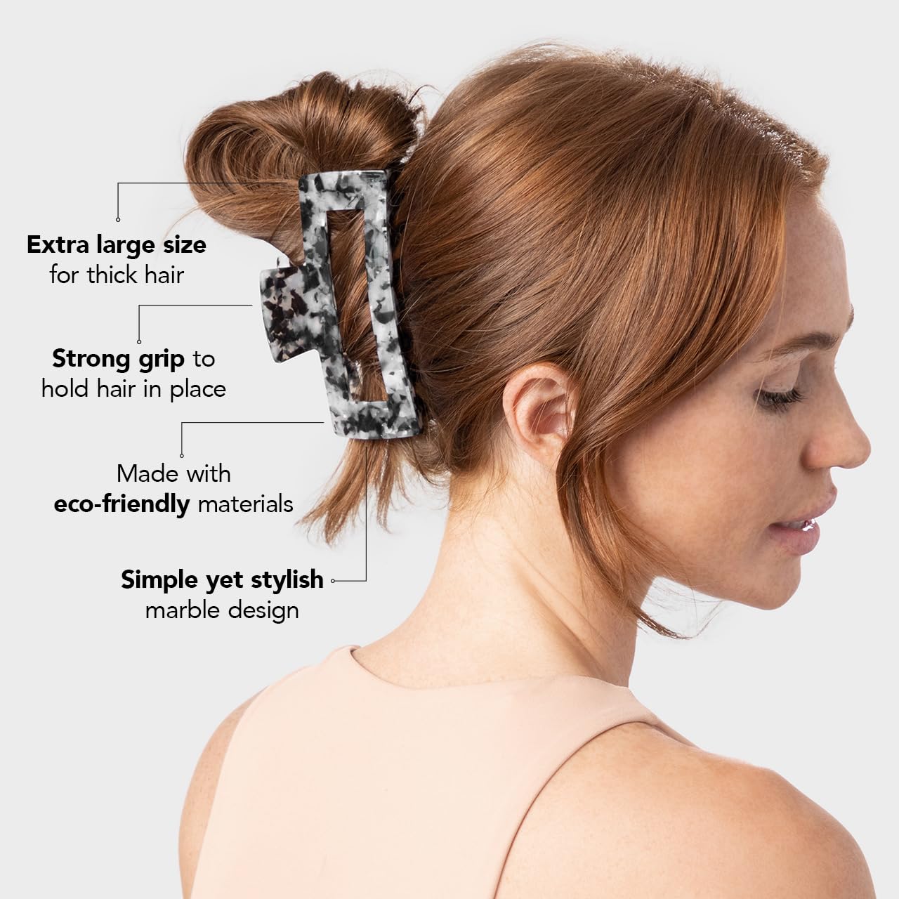 Kitsch Recycled Plastic Large Claw Clip, Big Open Shape Hair Clips for Women, Large Hair Claw Clips & Jaw Clips, Big Claw Clips for Thick Hair, Claw Hair Clips for Girls (1pc, Brown)