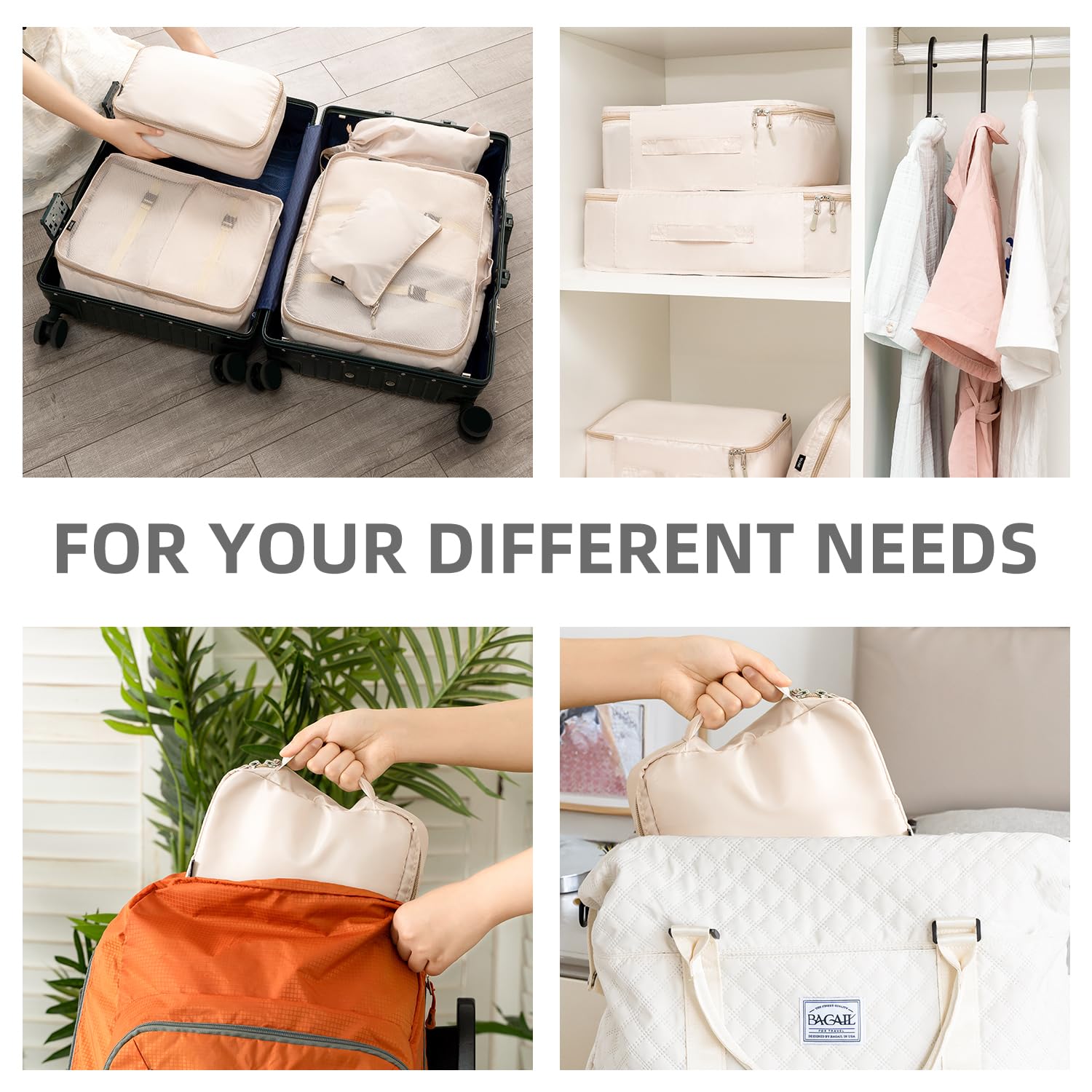 BAGAIL 8 Set Packing Cubes Luggage Packing Organizers for Travel Accessories