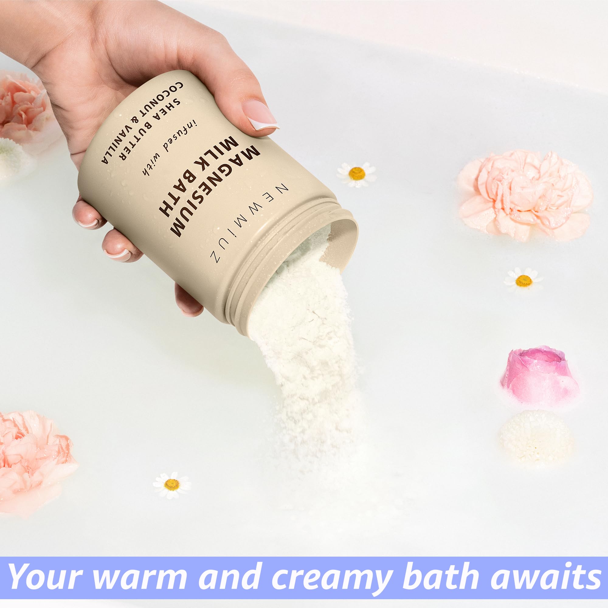 Creamy Magnesium Milk Bath Soak Powder Moisturize Soften Skin Coconut Vanilla Shea Butter Luxury Spa Bath Salt Mother&