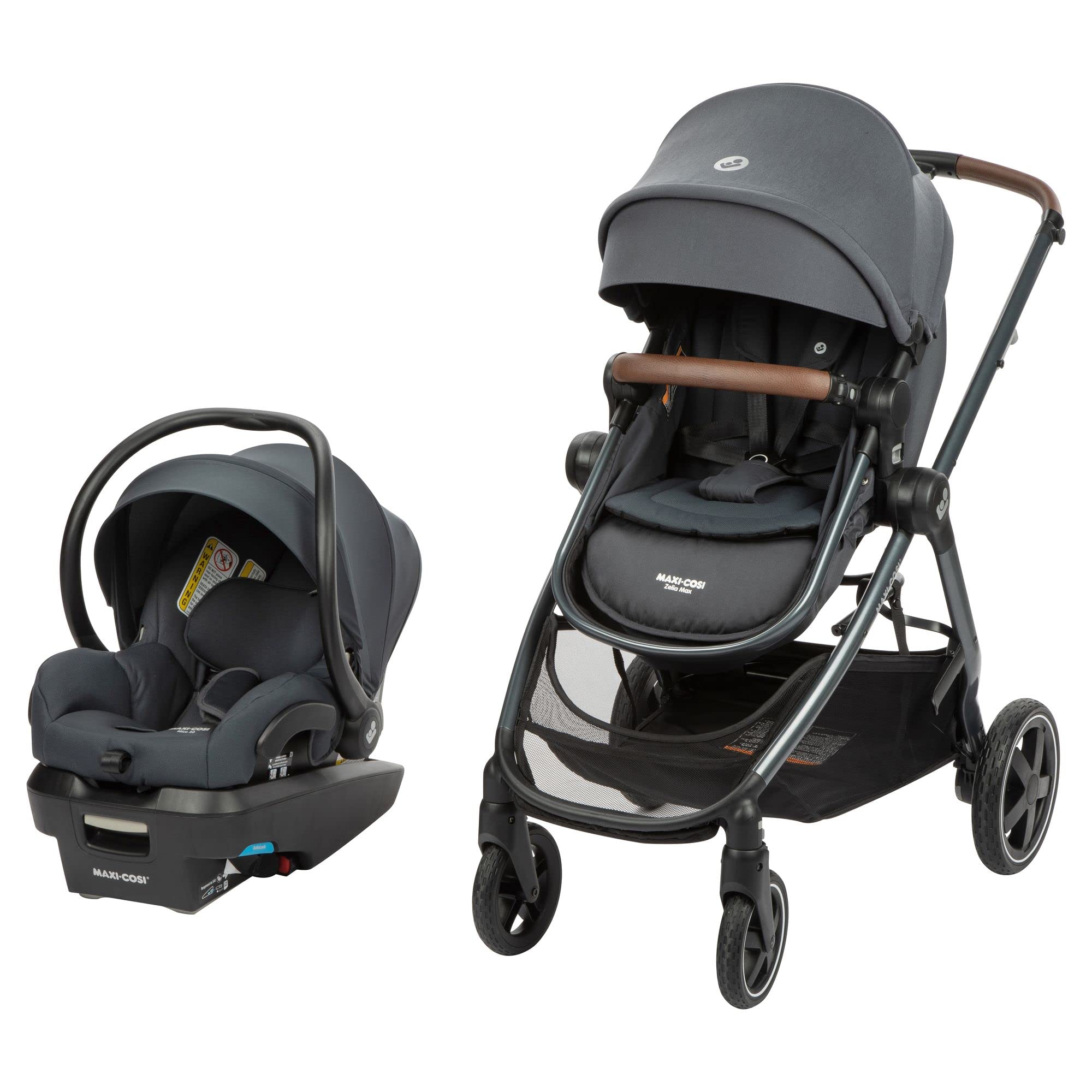 Maxi-Cosi Zelia Max 5-in-1 Modular Travel System, Carraige mode, Reversible toddler seat, Use from birth, Mico infant car seat (included), Polished Pebble