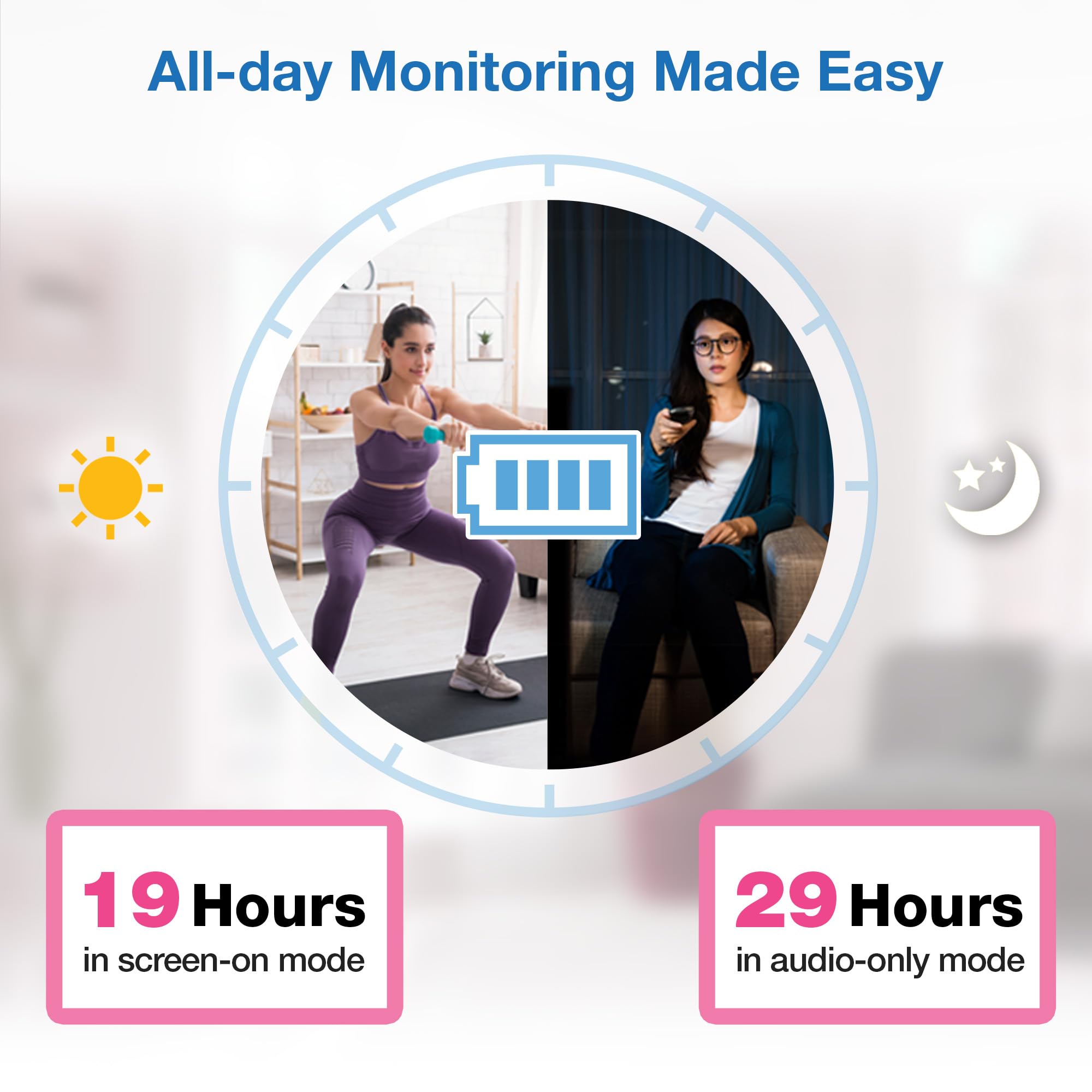 VTech VM819 Baby Monitor, 2.8” Screen, Night Vision, 2-Way Audio, Temperature Sensor and Lullabies, Secure Transmission No WiFi