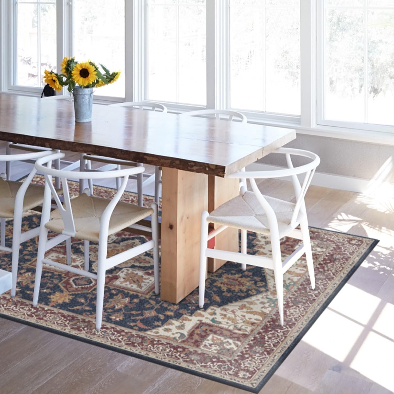 RUGGABLE Maral Heriz Washable Rug - Perfect Vintage Area Rug for Living Room Bedroom Kitchen - Pet & Child Friendly - Stain & Water Resistant - Creme 3&