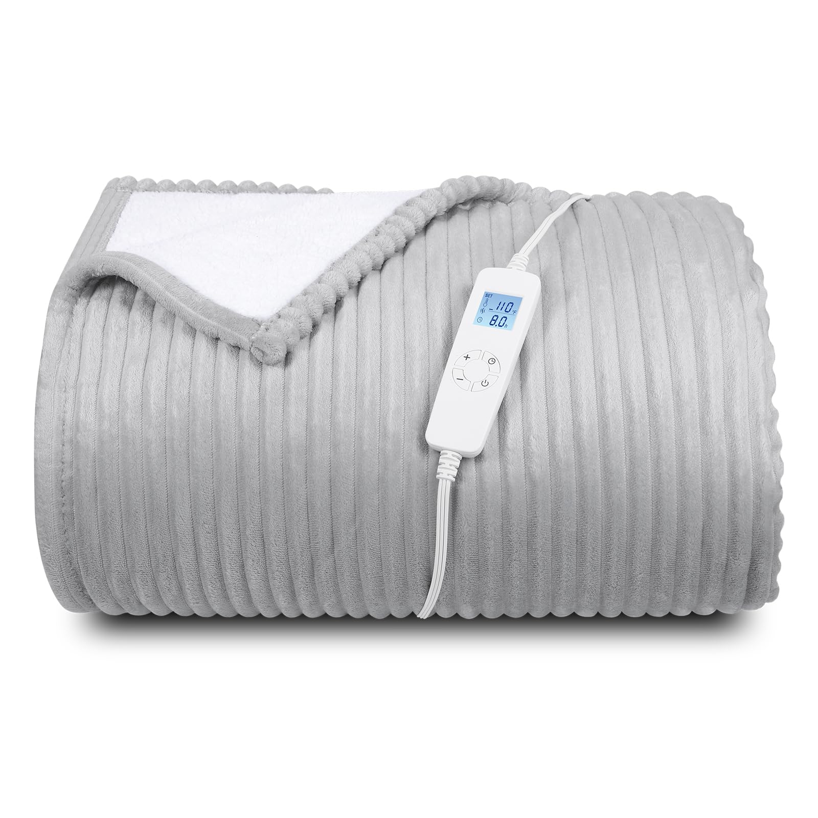 Electric Blanket Heated Throw, Heated Blanket Soft Flannel Heating Blanket Queen Size Machine Washable ETL&FCC Certification (Beige, 84 * 90)