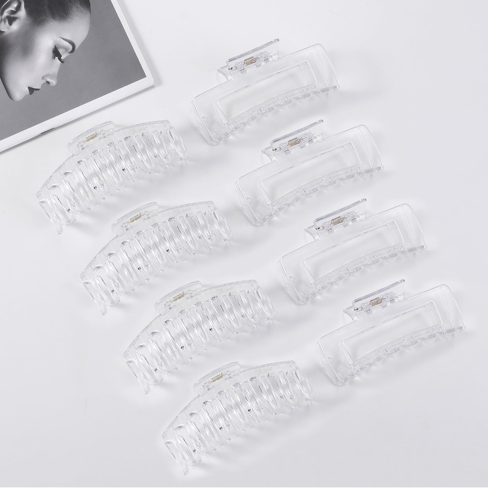 LuSeren Hair Clips for Women 4.3 Inch Large Hair Claw Clips for Women Thin Thick Curly Hair, Big Matte Banana Clips,Strong Hold jaw clips,Neutral Colors