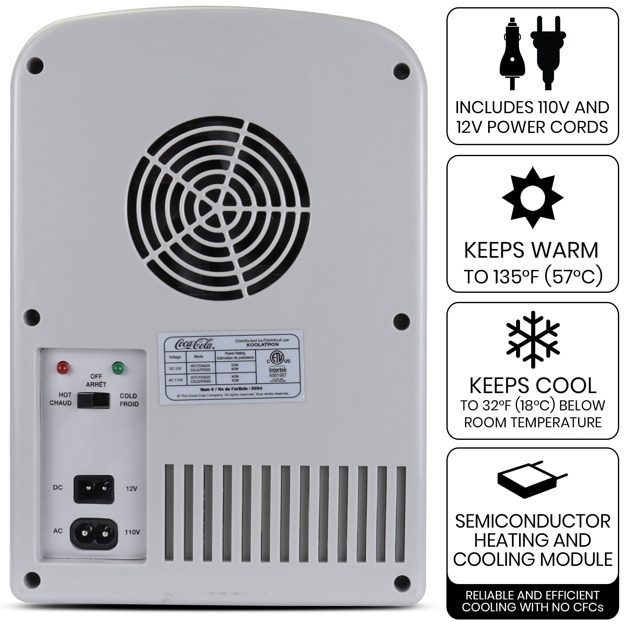 Koolatron Retro Mini Portable Fridge, 4L Compact Refrigerator for Skincare, Beauty Serum, Face Mask, Personal Cooler, Includes 12V Car Adapter, Desktop Accessory for Home Office Dorm Travel, Pink