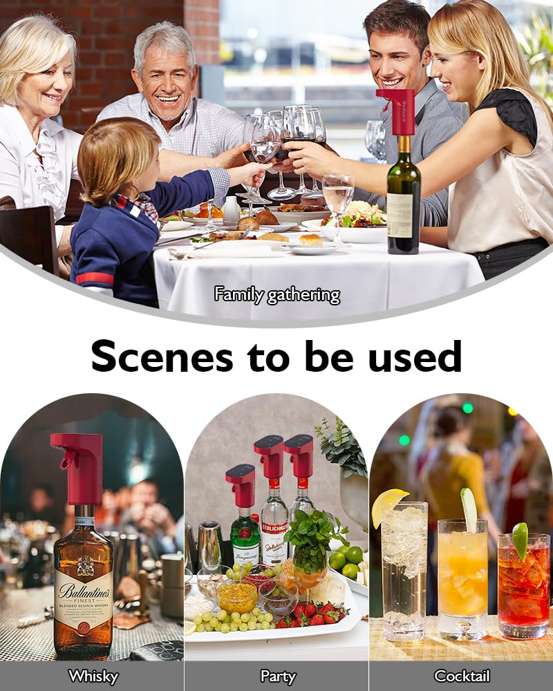 Electric Wine Decanter Aerator Dispenser Pourer Whiskey Adjustable Quantity Liquor Wine Pump Birthday Gift for Men Women Mom Dad Boss Brother Husband Funny Unique Gifts for Him (White)