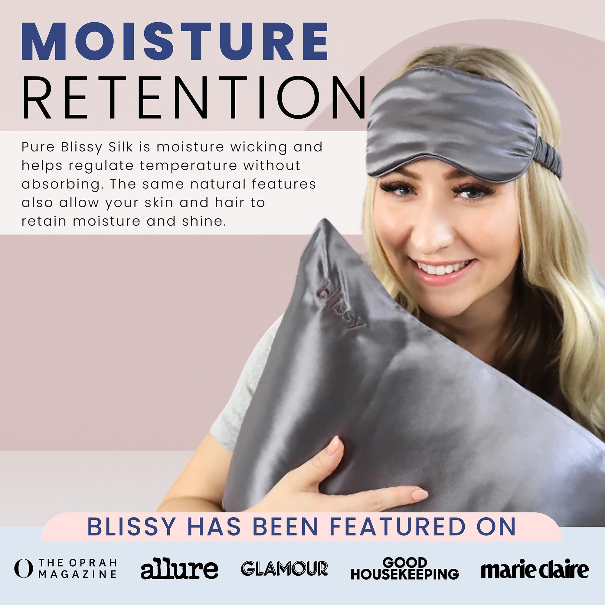 Blissy Silk Sleep Mask - Silk Eye Sleeping Mask for Women & Men for Total Blackout - 100% Pure Mulberry Silk, 22 Momme 6a Fibers - Blindfold Silk Sleep Mask Side Sleeper Eye Cover (Plum)