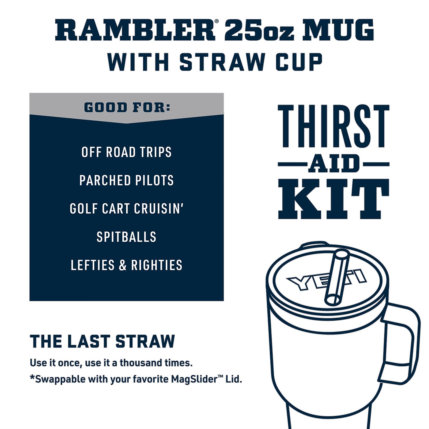 YETI Rambler Tumbler with Handle and Straw Lid, Vacuum Insulated Travel Mug, Stainless Steel