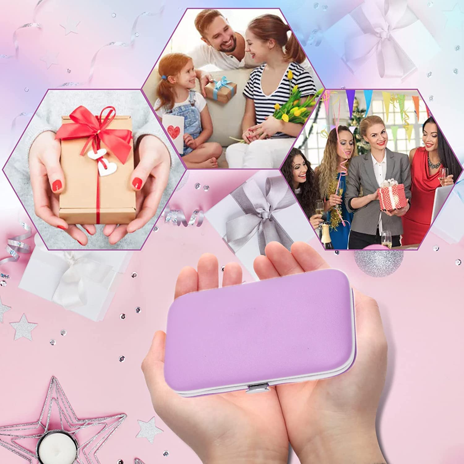 Manicure Set Professional Grooming Kits, Nail Clippers Pedicure Kit 8pcs Nail Kit Pedicure Set Tools with Aceoce Travel Case for Women Men Home or Salon Gift