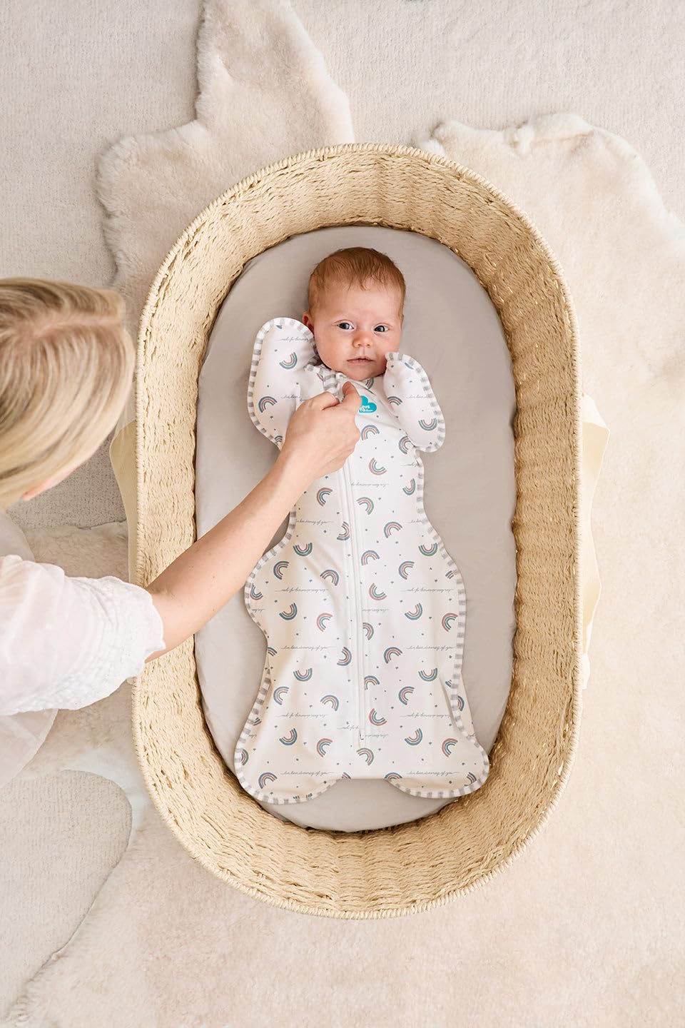 Love to Dream Swaddle UP, Baby Sleep Sack, Self-Soothing Swaddles for Newborns, Improves Sleep, Snug Fit Helps Calm Startle Reflex, New Born Essentials for Baby, 5-8.5 lbs, Sand Dollar