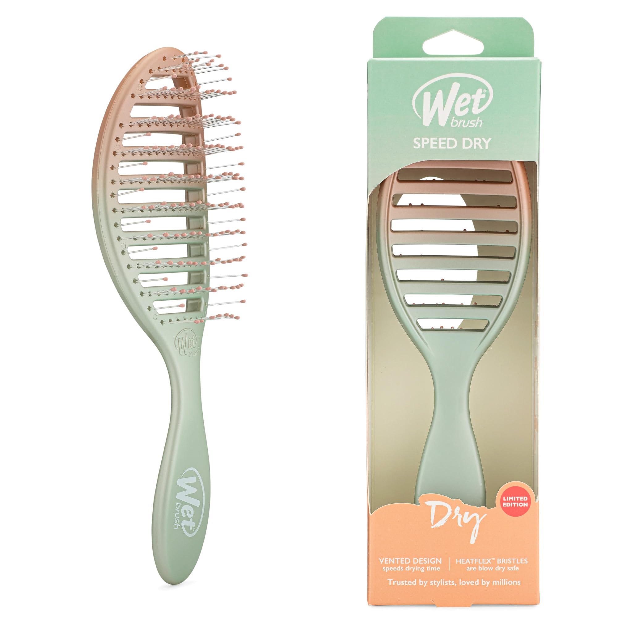 Wet Brush Speed Dry Hair Brush - Pink/Purple (Feel Good Ombre) - Vented Design and Ultra Soft HeatFlex Bristles Are Blow Dry Safe With Ergonomic Handle Manages Tangle and Uncontrollable Hair - Pain-Free