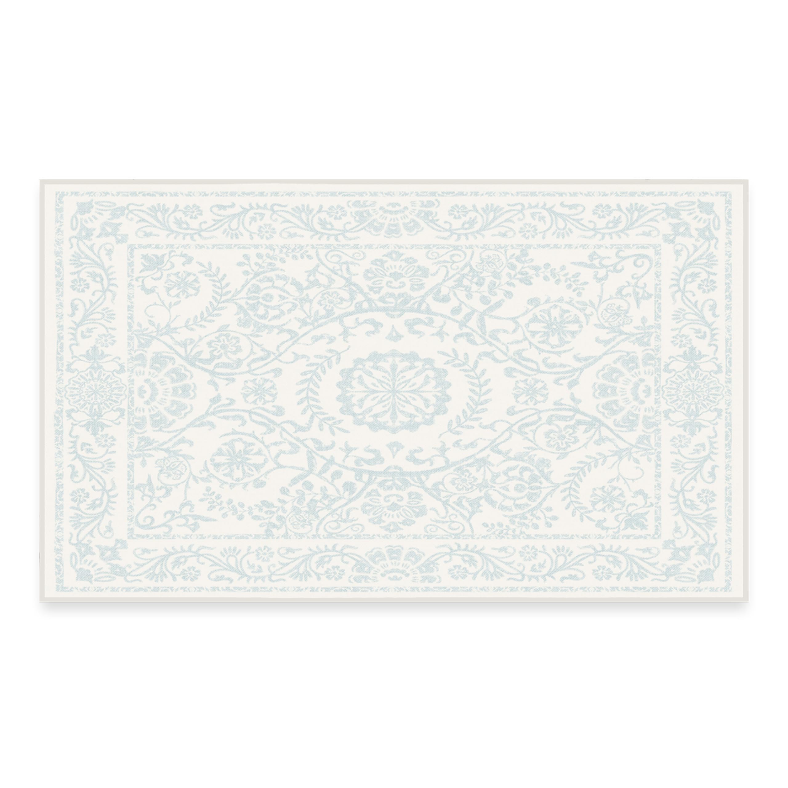 RUGGABLE Washable 2x3 Area Rug, Delphina Delft Blue, Premium Vintage Rugs for Living Room, Bedroom, Kitchen, Office, Classroom with Gripper Non Slip Pad