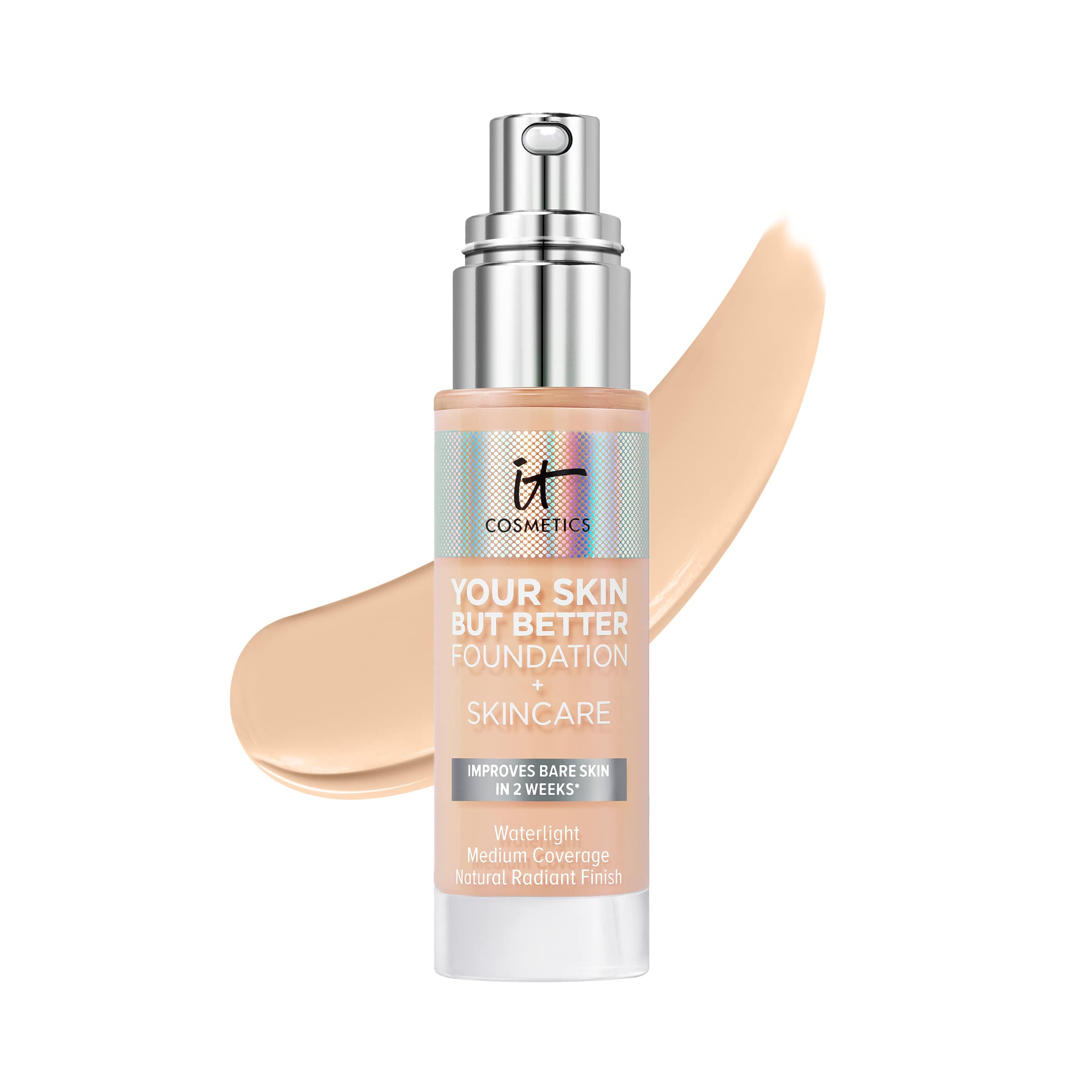 IT Cosmetics Your Skin But Better Foundation + Skincare - Hydrating Medium Buildable Coverage - Minimizes Pores & Imperfections - Natural Radiant Finish - With Hyaluronic Acid - 1.0 fl oz