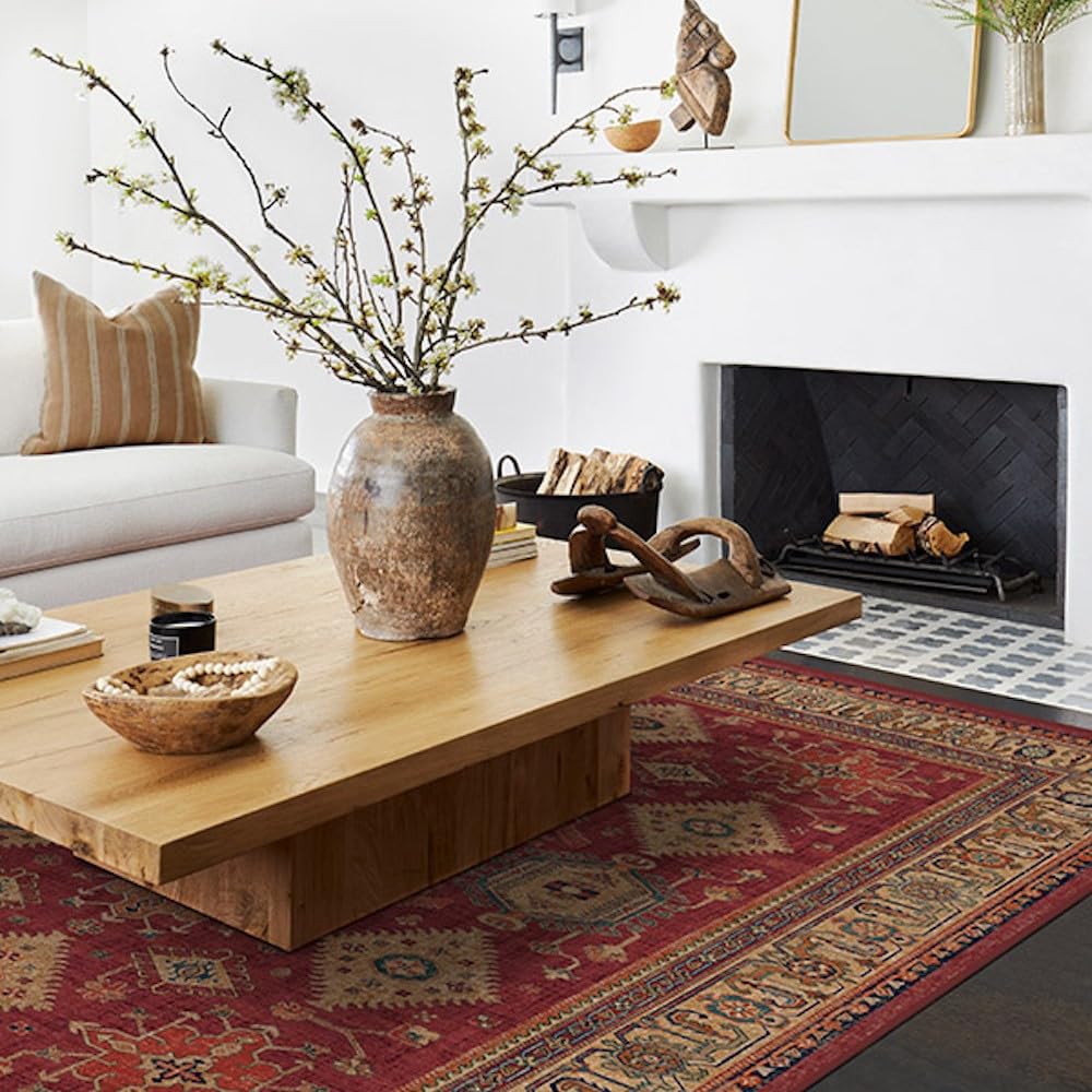 RUGGABLE – Cambria Ruby – Machine Washable Runner Rug – Pet & Child Friendly – Stain & Water Resistant – Non-Slip – 2.5&