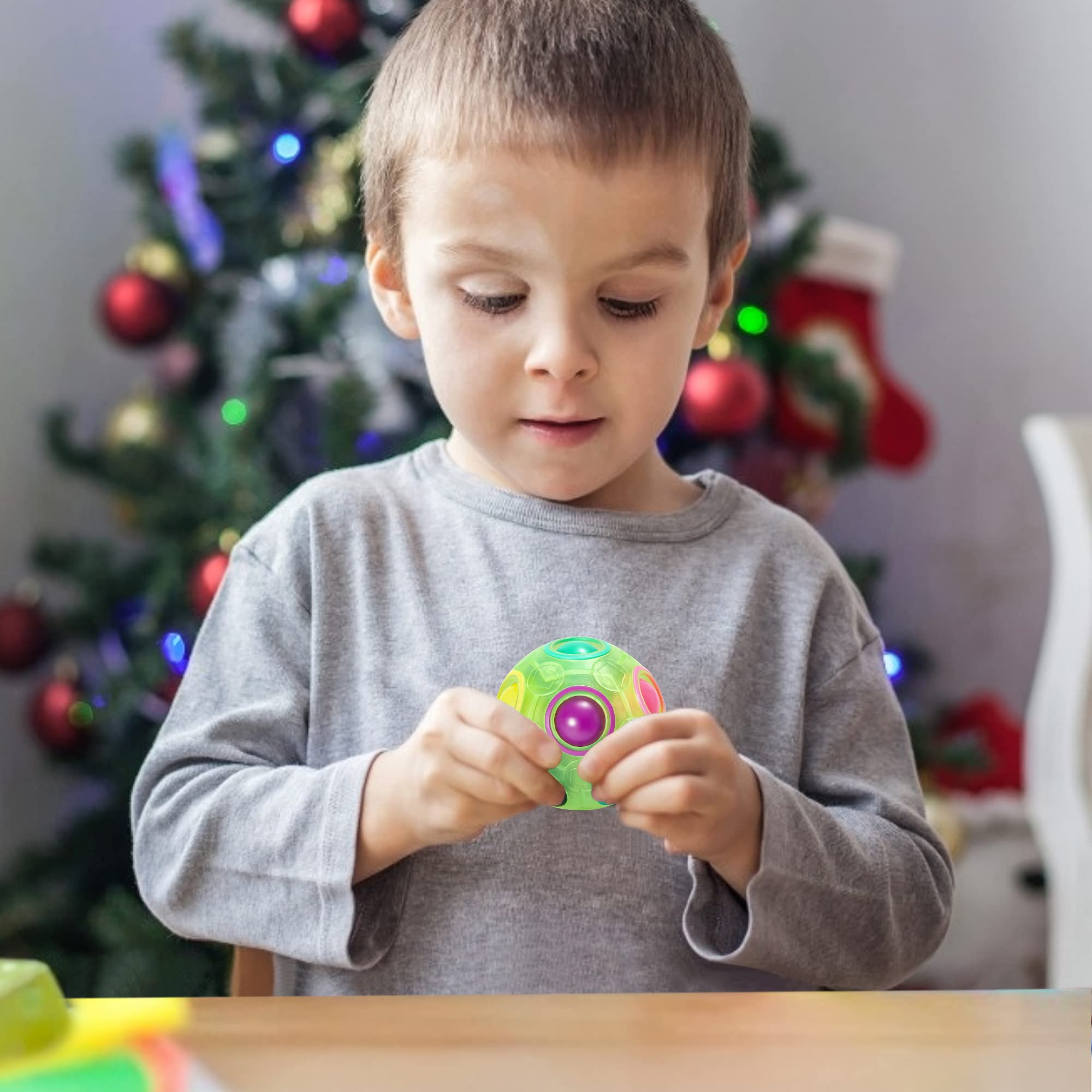 Vdealen Magic Rainbow Puzzle Ball- Fidget Ball Puzzle Game- Brain Teaser Toy for Boys & Girls- Birthday Party Christmas Easter Gift Stocking Stuffers Toy for Kids Teens Adults- 2 Pack