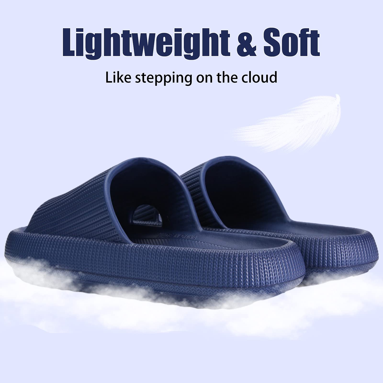 rosyclo Cloud Slippers for Women and Men, Pillow House Slippers Shower Shoes Indoor Slides Bathroom Sandals, Ultimate Comfort, Lightweight, Thick Sole, Non-Slip, Easy to Clean