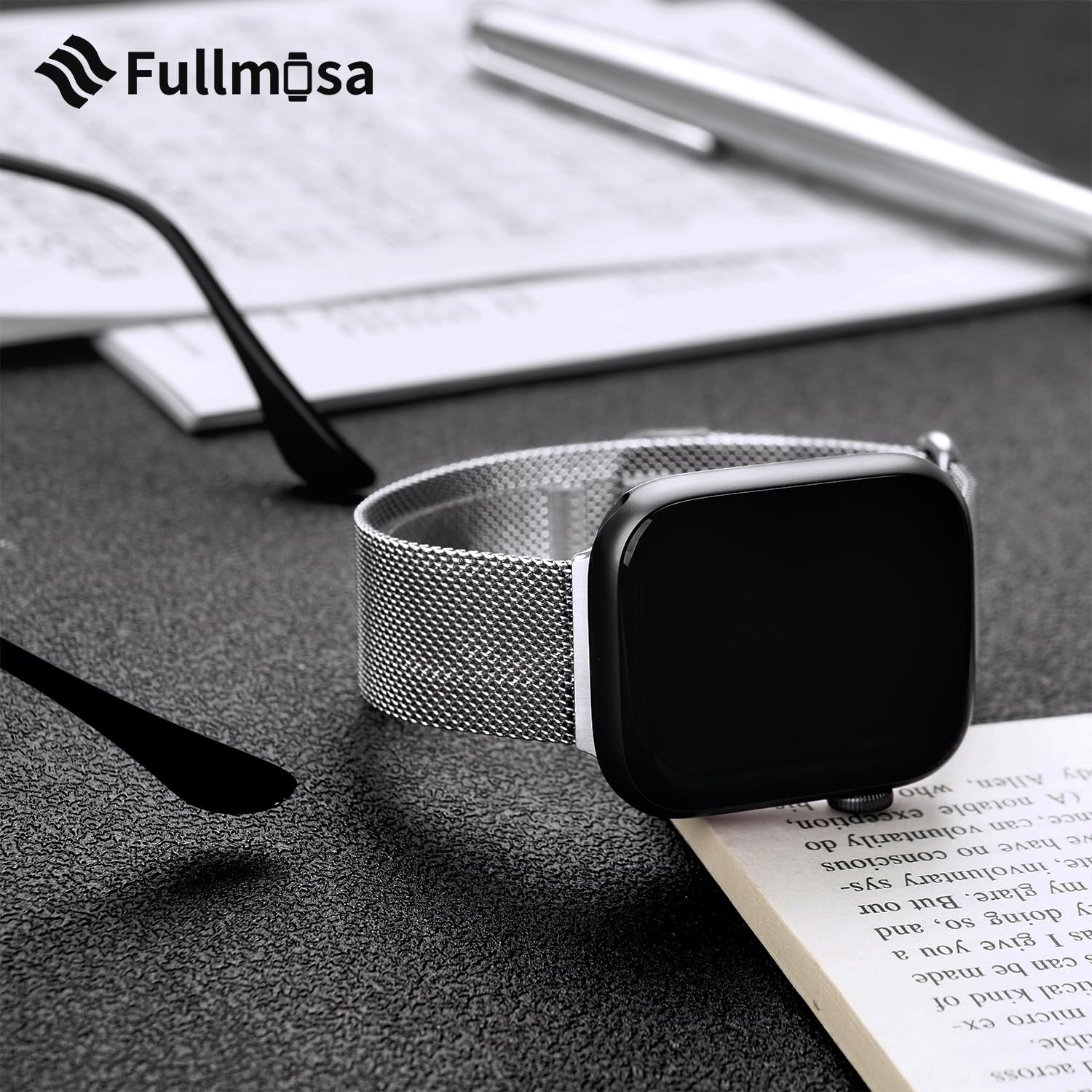 Fullmosa Compatible with Apple Watch Band 49mm 46mm 45mm 44mm 42mm 41mm 40mm 38mm Women Men, Stainless Steel Milanese Loop Replacement iWatch Bands Ultra 2/1 Series 10 9 8 7 6 5 4 3 2 1 SE