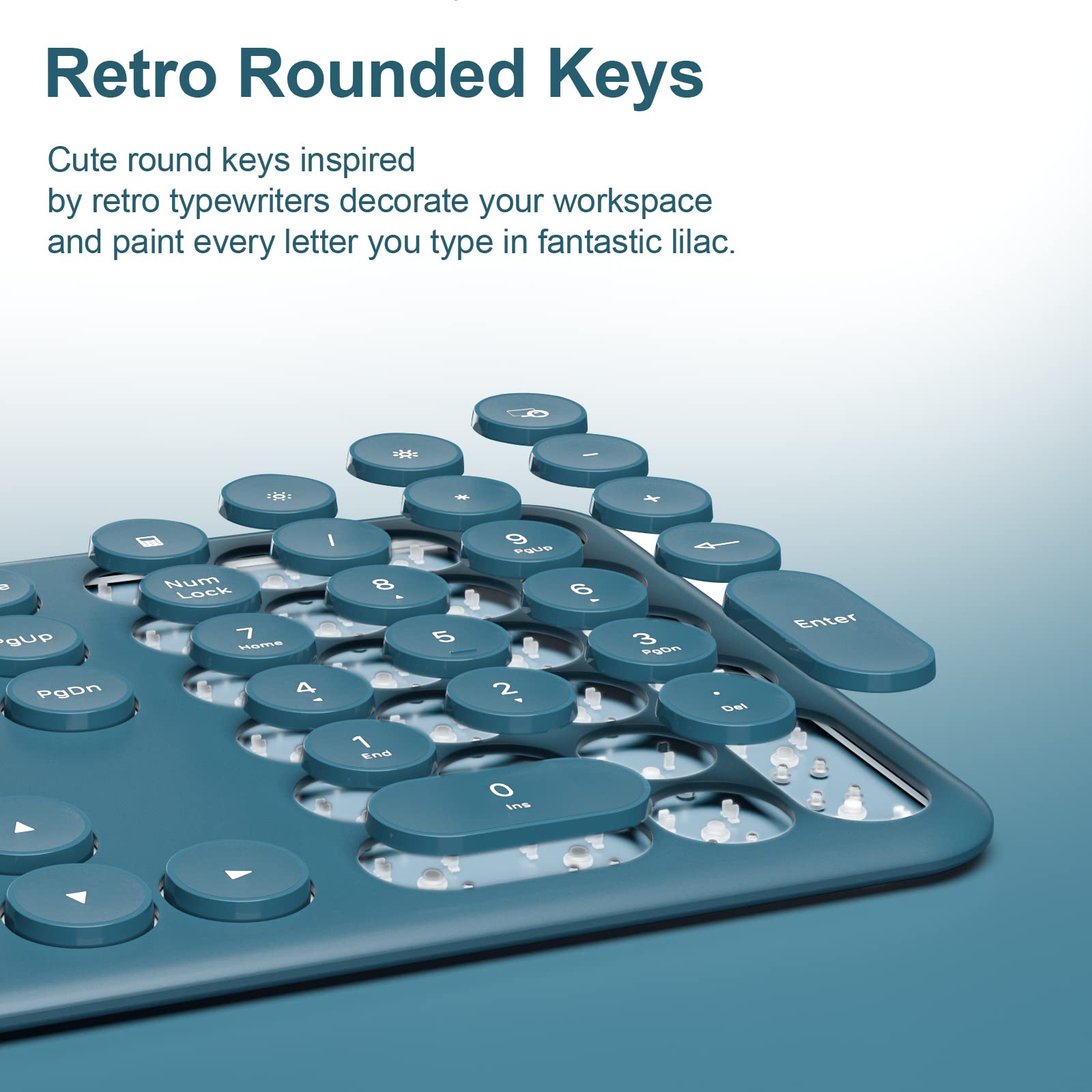 Wireless Keyboard and Mouse, XTREMTEC Cute Keyboard Retro Round Keycap - 2.4GHz Ultra-Slim Quiet Aesthetic Keyboard for Mac Computer Laptop PC Desktops (Rosegold)