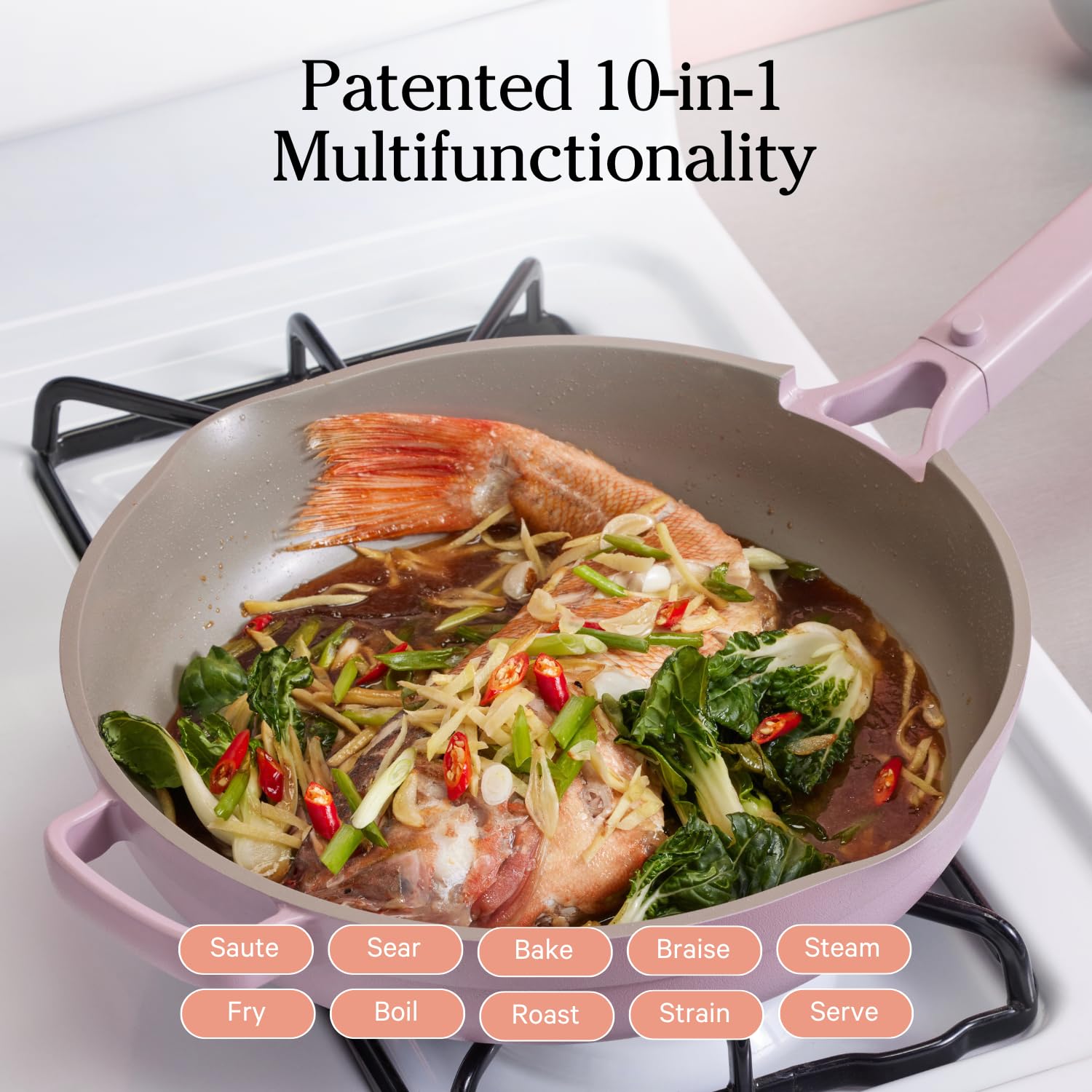 Our Place Always Pan 2.0-10.5-Inch Nonstick, Toxin-Free Ceramic Cookware | Versatile Frying Pan, Skillet, Saute Pan | Stainless Steel Handle | Oven Safe | Lightweight Aluminum Body | Steam