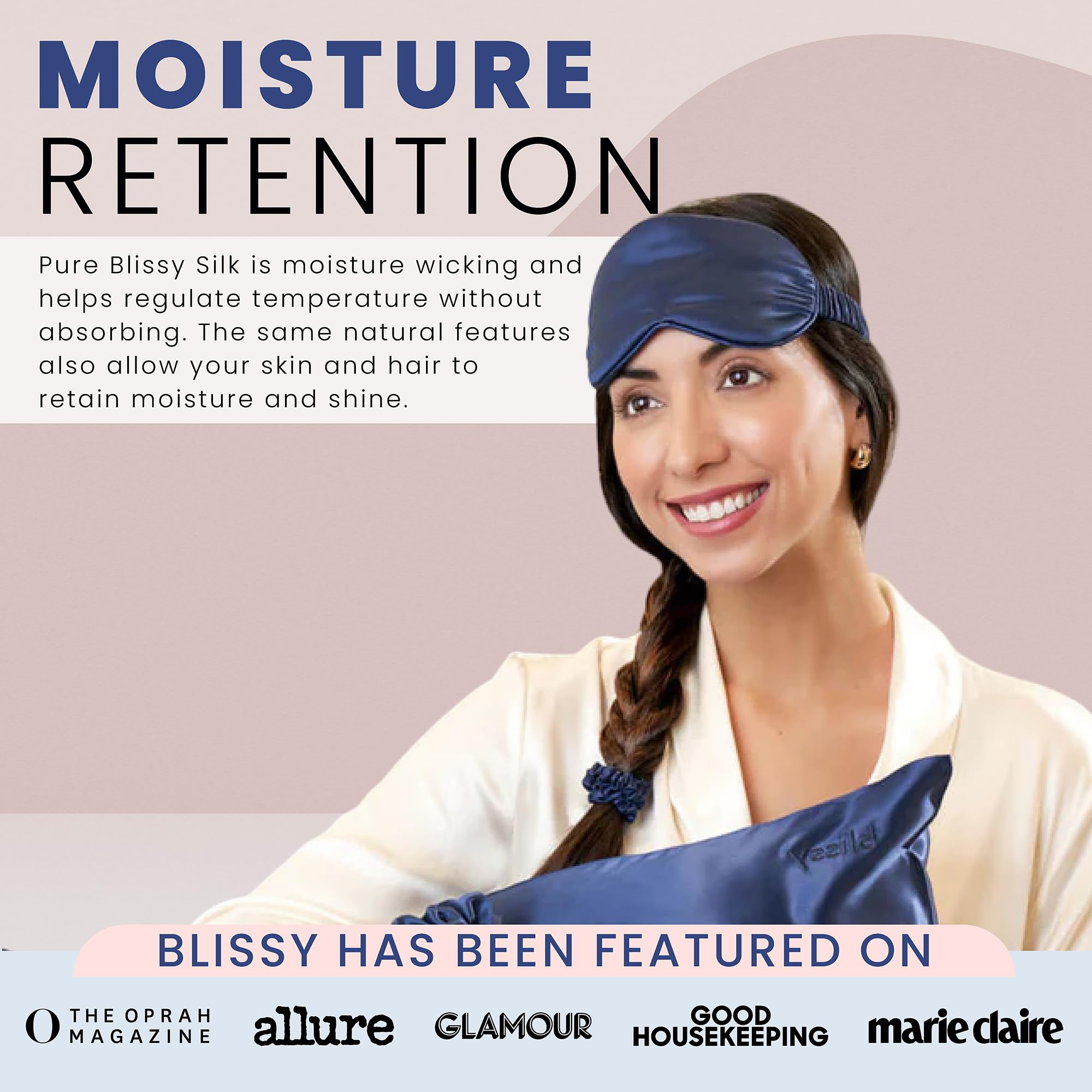 Blissy Silk Sleep Mask - Silk Eye Sleeping Mask for Women & Men for Total Blackout - Silk Eye Mask - 100% Pure Mulberry Silk, 22 Momme 6a Fibers - Blindfold Silk Sleep Mask Side Sleeper Eye Cover