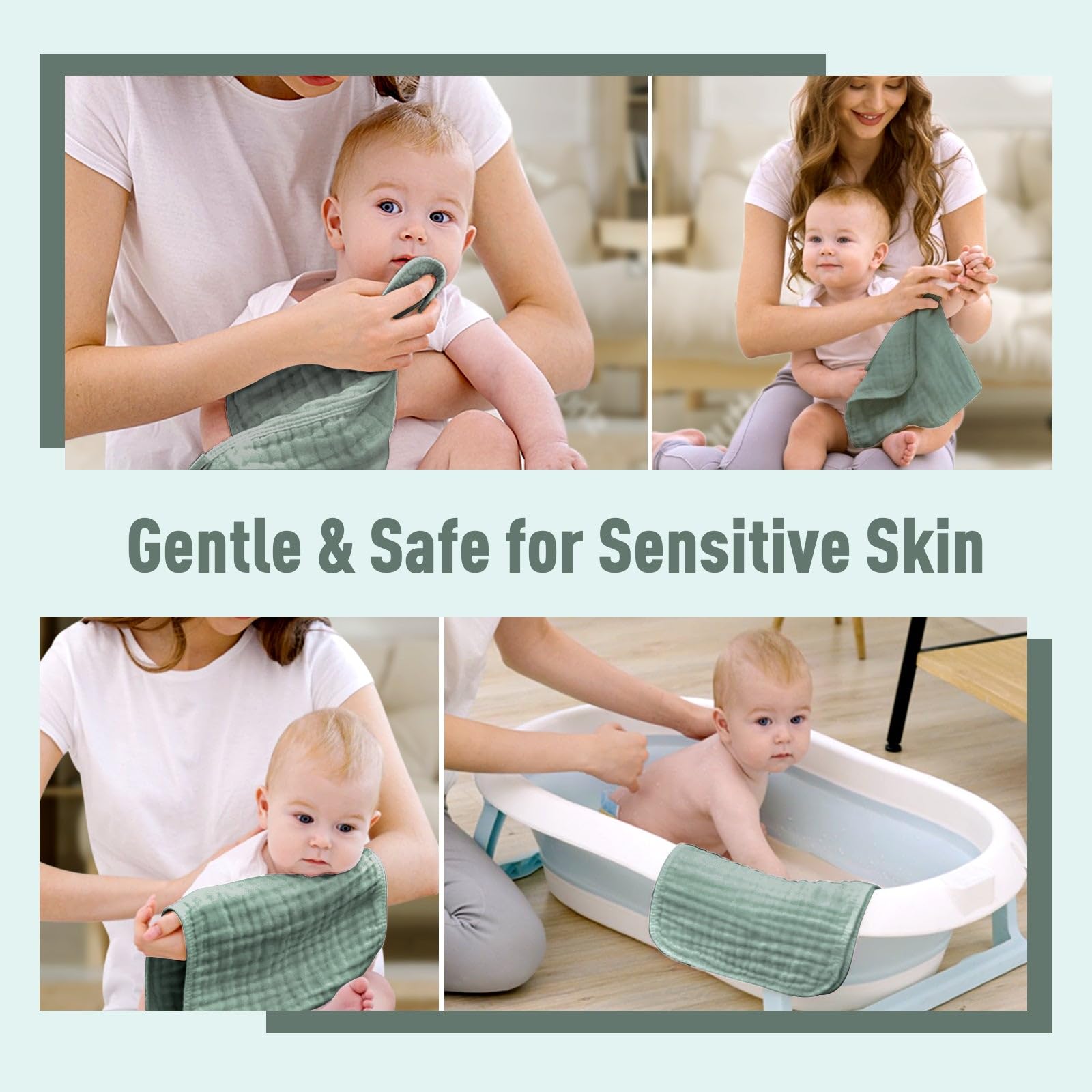 Yoofoss Muslin Burp Cloths for Baby 10 Pack 100% Cotton Baby Washcloths for Boys Girls Large 20&