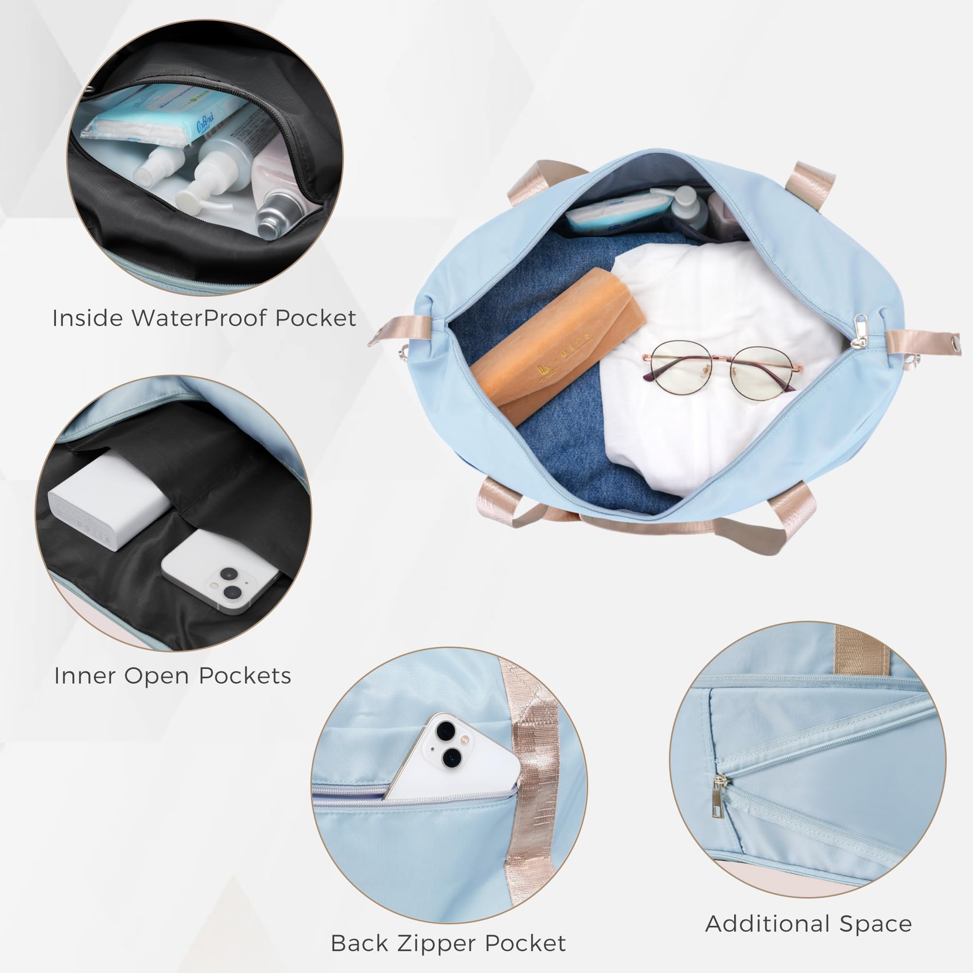 Merax 3 Pcs ABS Hardside Luggage Sets TSA Lock Spinner Wheel Suitcases, Pearly White, 20/24/28 Inch