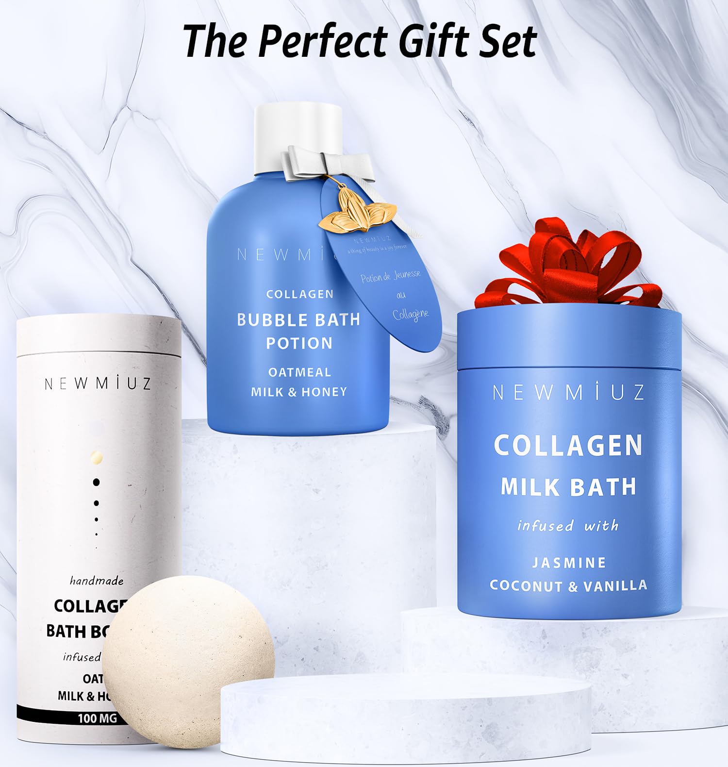 Creamy Coconut Collagen Milk Bath Soak powder Moisturize & Soften Skin – Vanilla Jasmine Luxury Spa Bubble Bath Salt Mother&