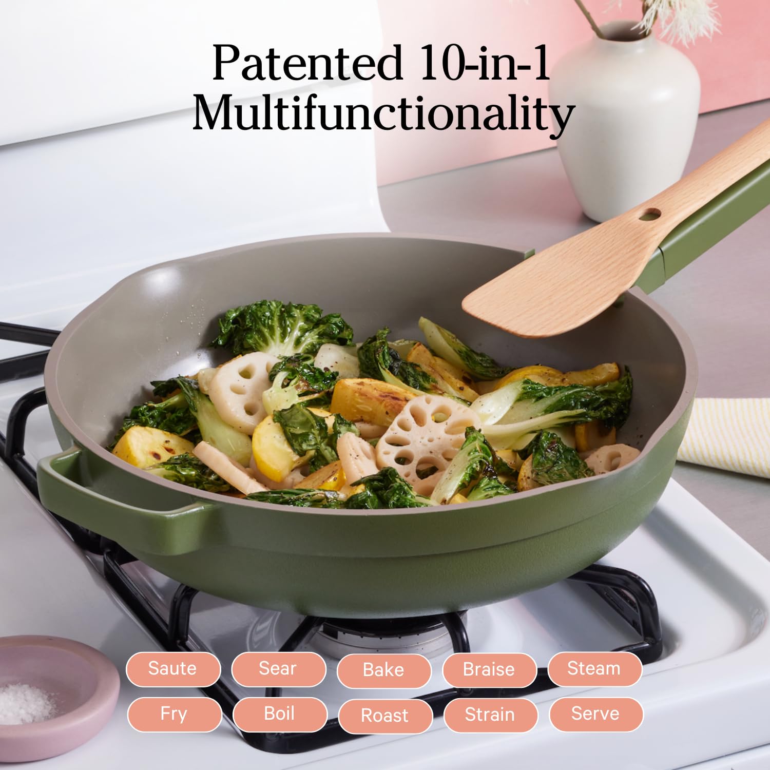 Our Place Always Pan 2.0-10.5-Inch Nonstick, Toxin-Free Ceramic Cookware | Versatile Frying Pan, Skillet, Saute Pan | Stainless Steel Handle | Oven Safe | Lightweight Aluminum Body | Steam
