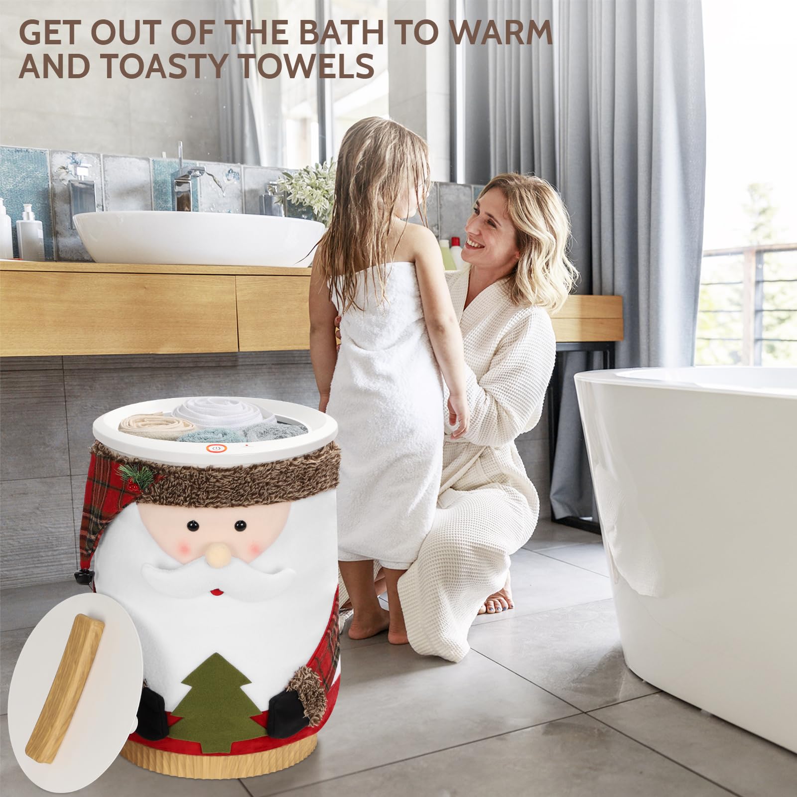 Keenray Towel Warmer, Luxury Towel Warmer Bucket, Large Towel Warmer for Bathroom, Auto Shut Off, Fits Up to Two 40"X70" Oversized Towels, Bathrobes, Blankets, PJ&