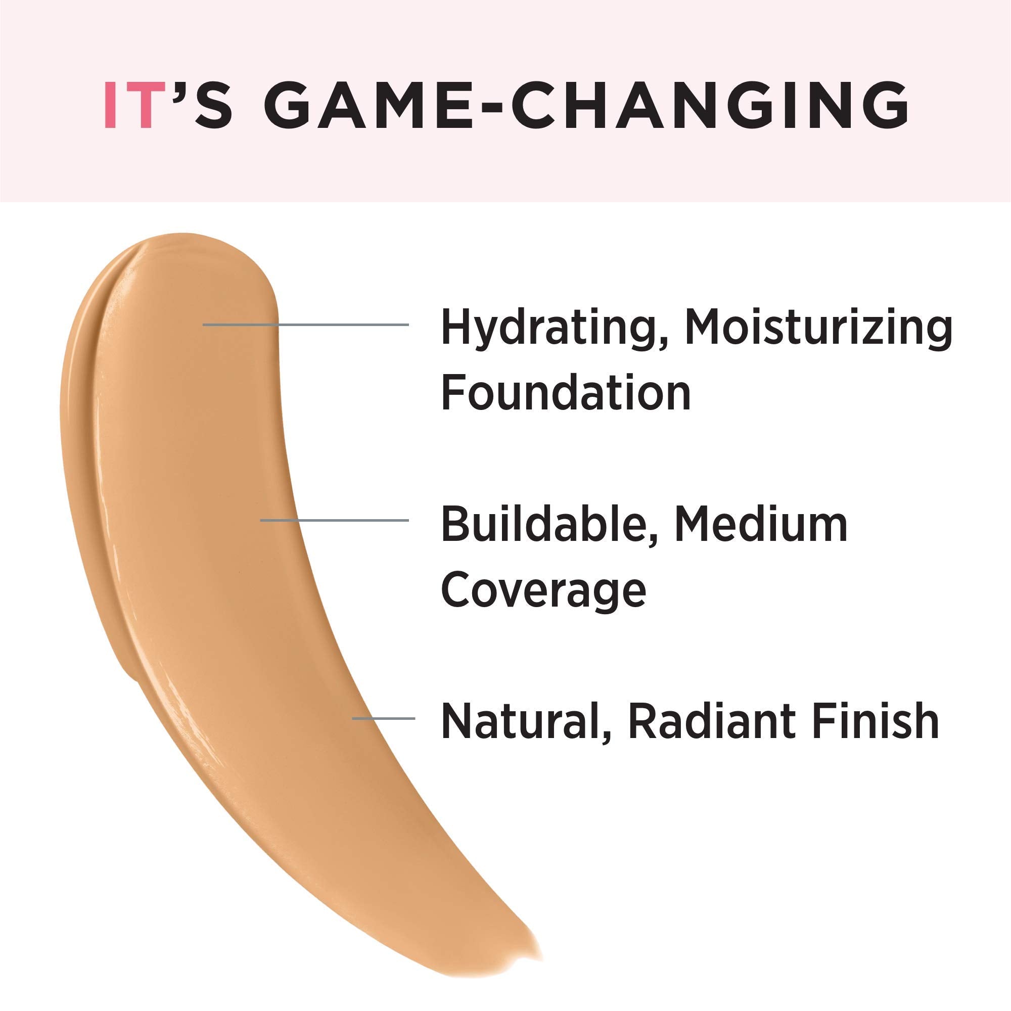 IT Cosmetics Your Skin But Better Foundation + Skincare - Hydrating Medium Buildable Coverage - Minimizes Pores & Imperfections - Natural Radiant Finish - With Hyaluronic Acid - 1.0 fl oz