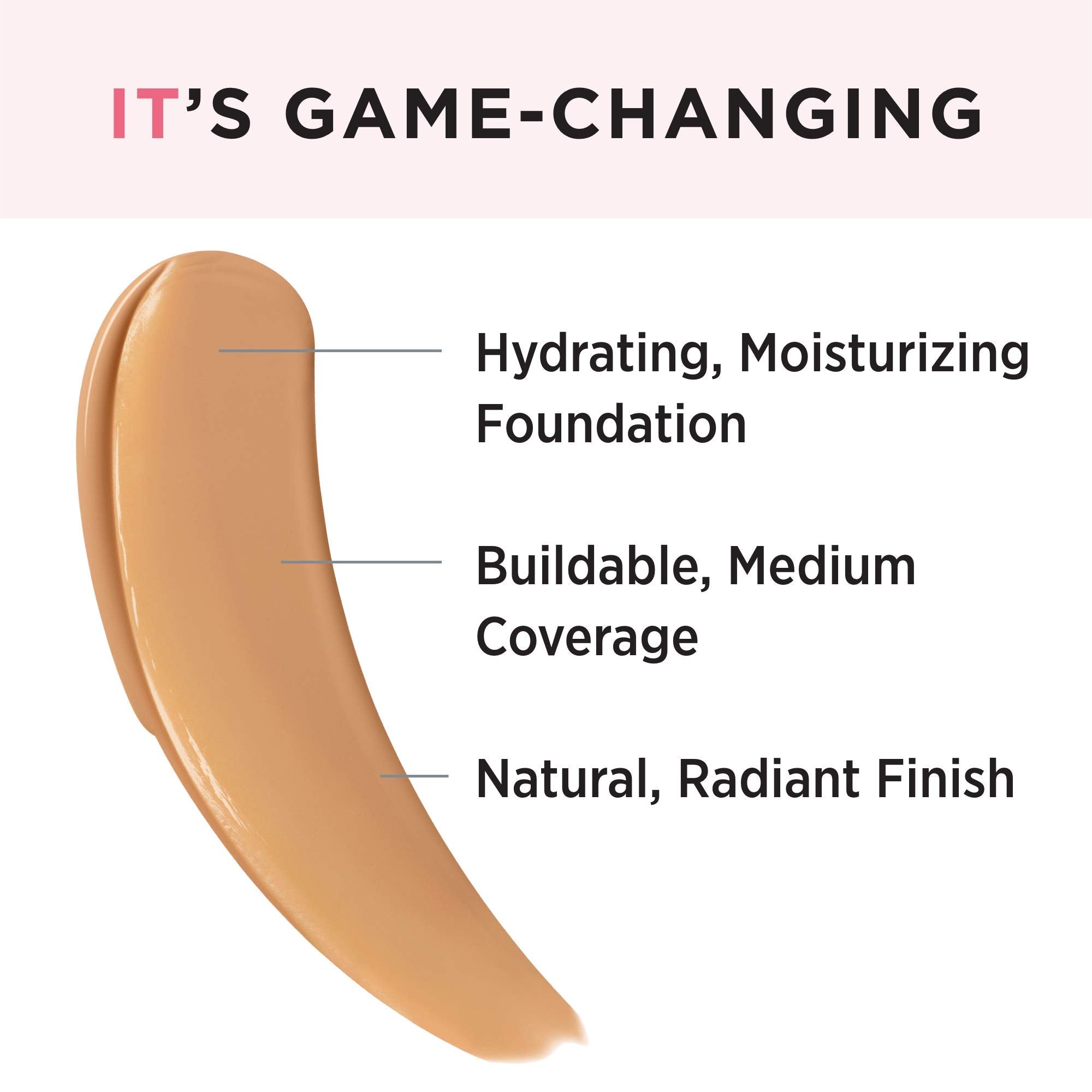 IT Cosmetics Your Skin But Better Foundation + Skincare - Hydrating Medium Buildable Coverage - Minimizes Pores & Imperfections - Natural Radiant Finish - With Hyaluronic Acid - 1.0 fl oz