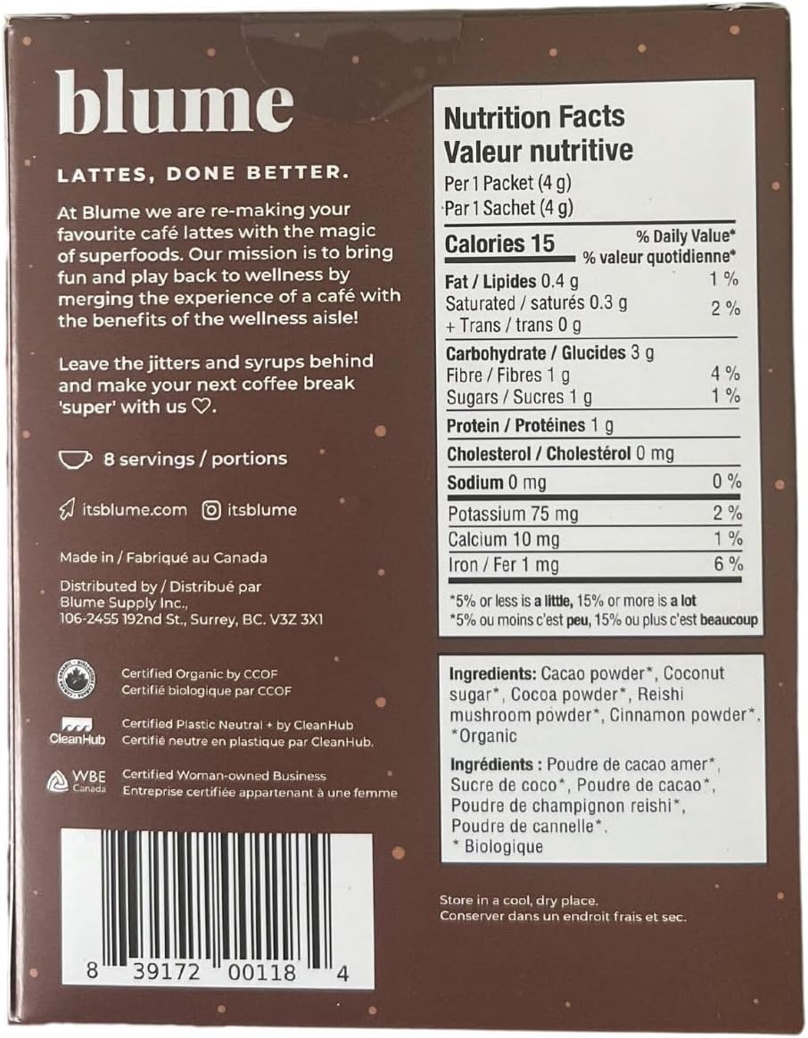 Blume Latte Variety Pack | Blue Lavender Tea to Calm, Reishi Hot Cacao to Soothe, Matcha Green Tea for Energy, Salted Caramel to Savor - Organic, Vegan, Keto-Friendly, Hot/Cold Beverages - 32 Servings