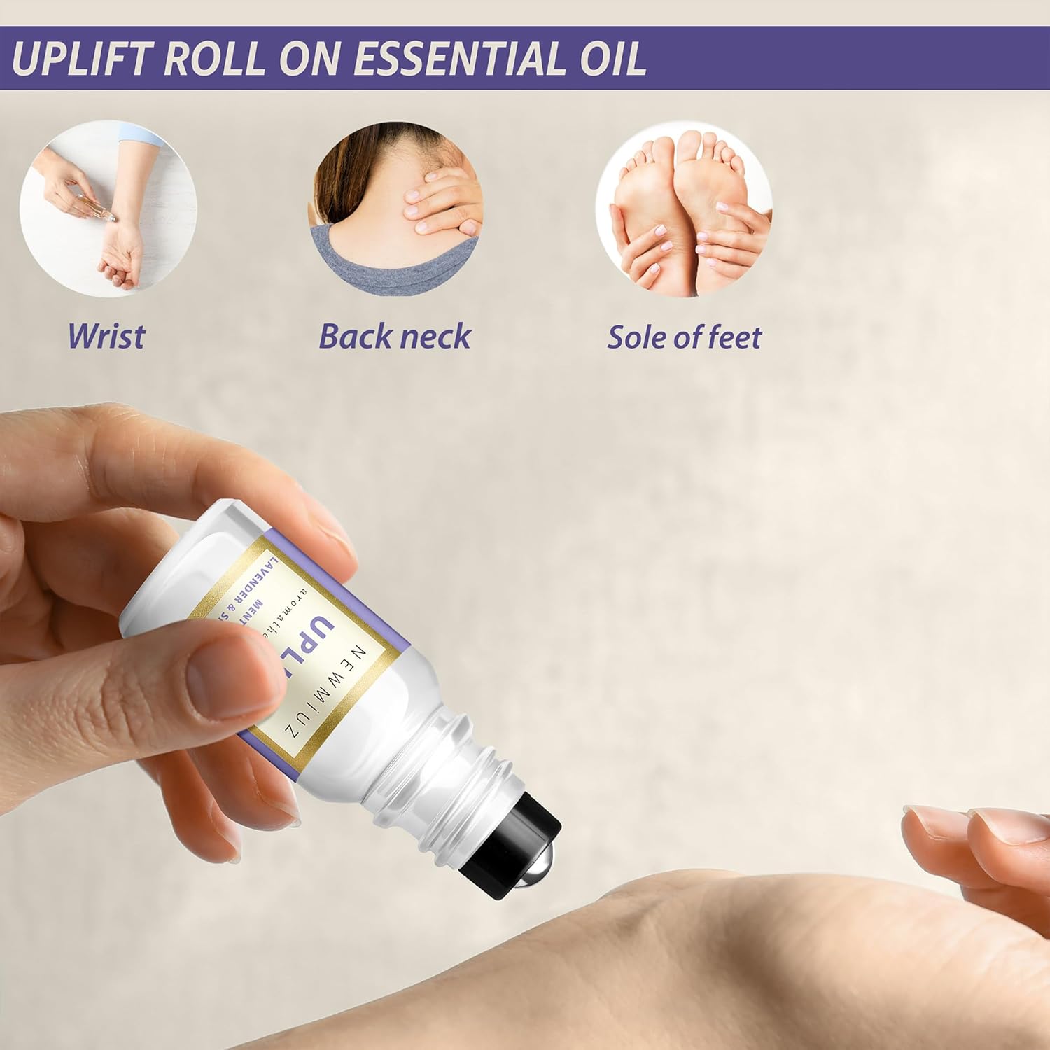 Migraine Roll on with Cooling Menthol stick Lavender Spearmint Essential Oil Roller Headache Tension Stress Relief Gifts Perfect Stocking Stuffers - All Natural Made in USA