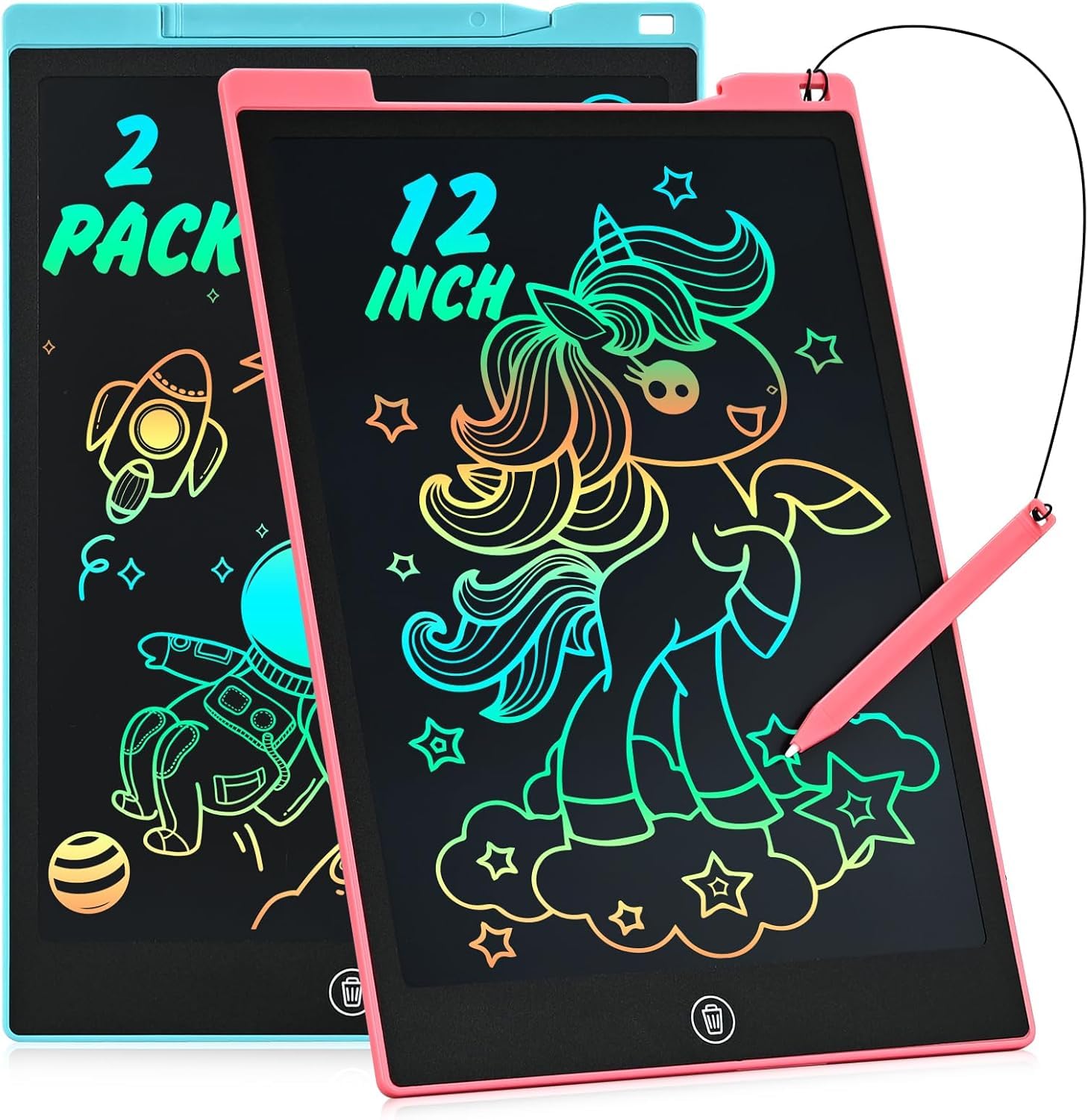 cimetech 2 Pack LCD Writing Tablet for Kids Toys, Colorful Drawing Tablet Doodle Board Writing Pad for Toddler Gifts, Kids Travel Essentials, Christmas Stocking Stuffers for 3-12 Years Boys Girls