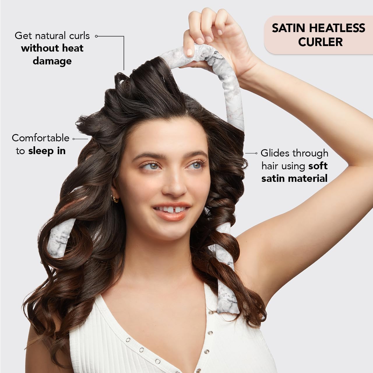 Kitsch Satin Heatless Curling Set for No-Heat Soft Curls | Overnight Hair Curlers & Curling Rod Headband, Frizz-Free Styling | Gentle Rollers for All Hair Types - 1 Pack (Charcoal)