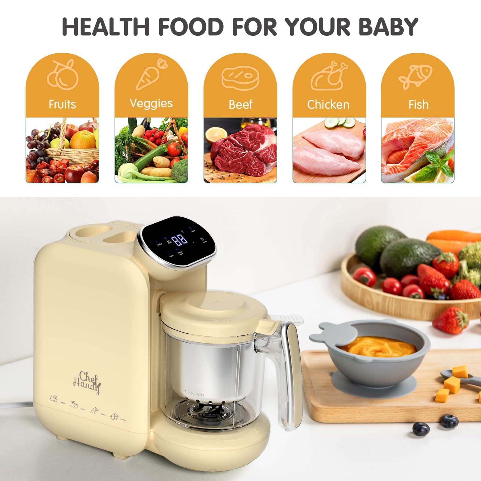Baby Food Maker | Baby Food Processor with Steaming Basket | Baby Steamer, Blender, and Puree Maker | Milk Warmer Machine | Auto Cooking & Grinding | Touch Screen Control (Green)