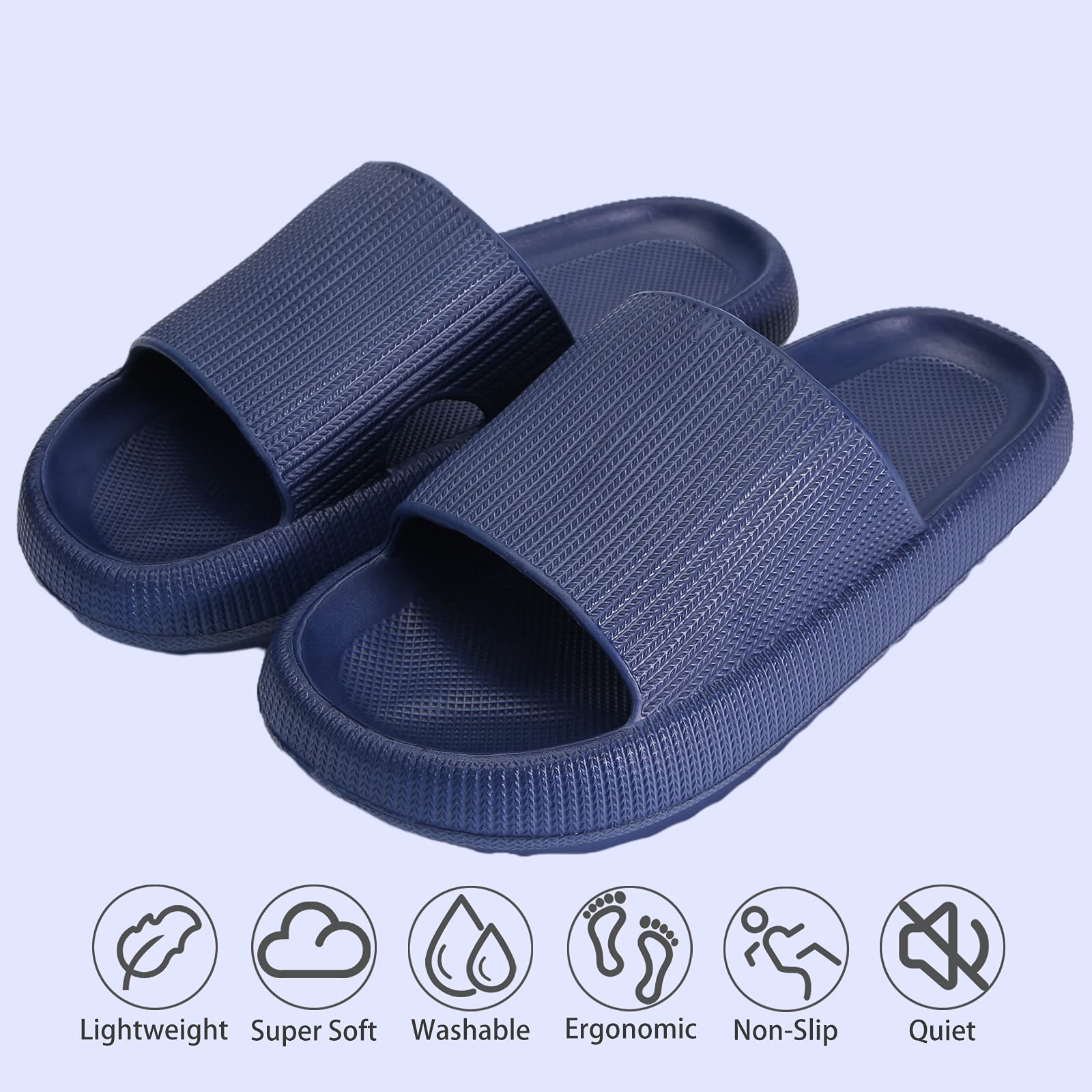 rosyclo Cloud Slippers for Women and Men, Pillow House Slippers Shower Shoes Indoor Slides Bathroom Sandals, Ultimate Comfort, Lightweight, Thick Sole, Non-Slip, Easy to Clean