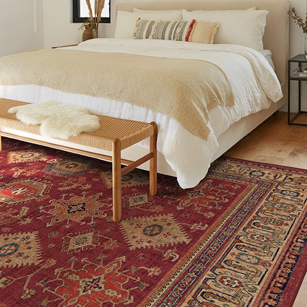 RUGGABLE – Cambria Ruby – Machine Washable Runner Rug – Pet & Child Friendly – Stain & Water Resistant – Non-Slip – 2.5&