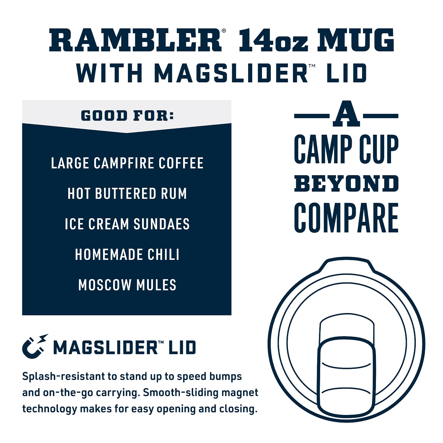 YETI Rambler 14 oz Mug, Vacuum Insulated, Stainless Steel with MagSlider Lid, Stainless