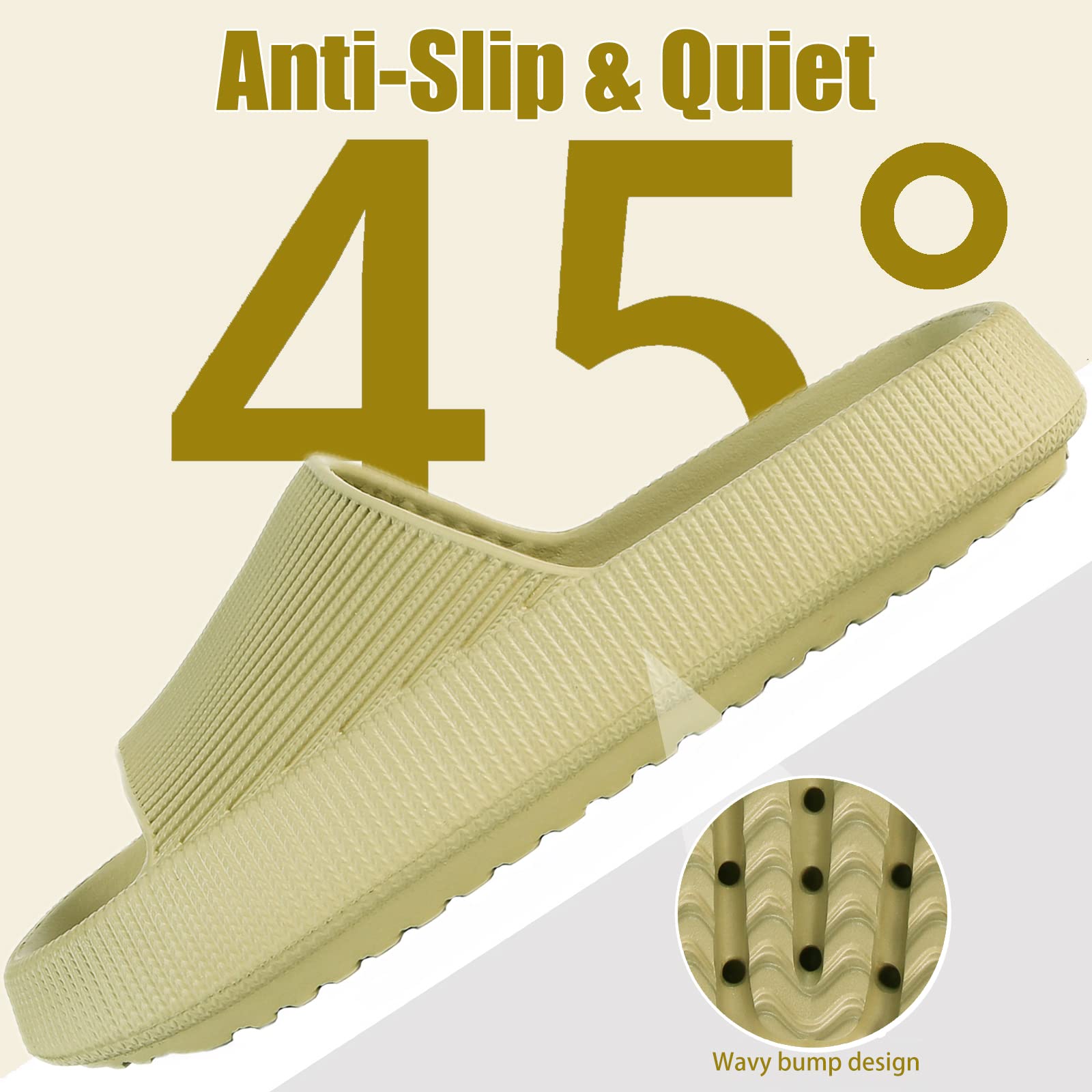 rosyclo Cloud Slippers for Women and Men, Pillow House Slippers Shower Shoes Indoor Slides Bathroom Sandals, Ultimate Comfort, Lightweight, Thick Sole, Non-Slip, Easy to Clean