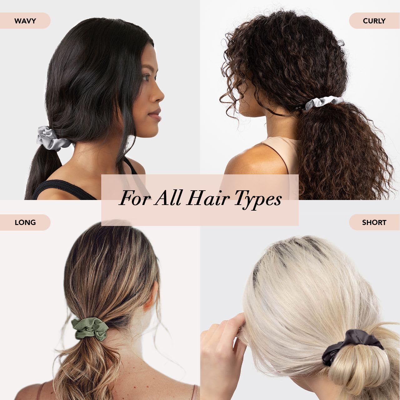 Kitsch 5 Count Velvet Hair Scrunchies for Women - Hair Ties for Thick Hair, Girls, Women, Cute Scrunchies, Soft Hair Accessories, Blush/Mauve