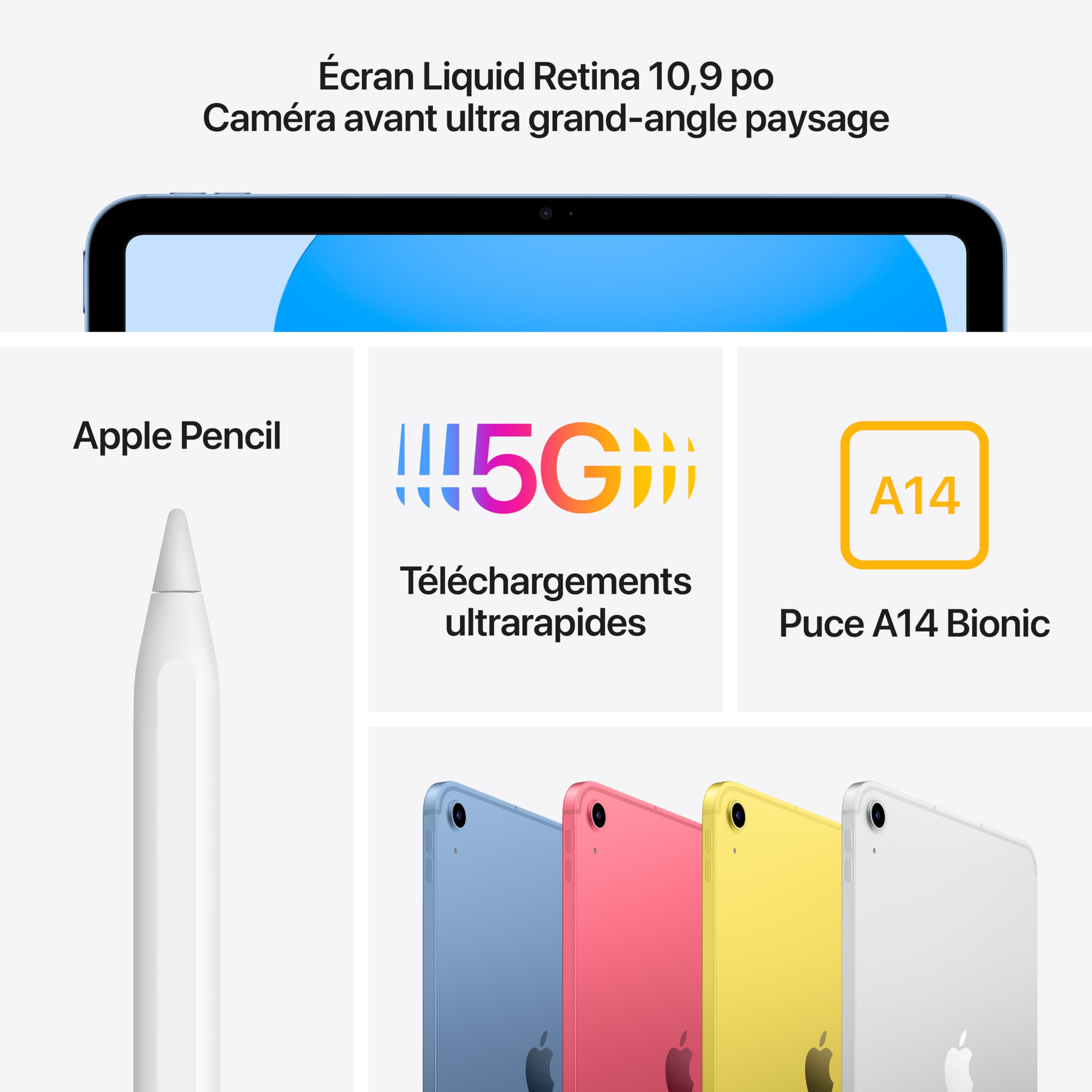 Apple iPad (10th Generation): with A14 Bionic chip, 10.9-inch Liquid Retina Display, 64GB, Wi-Fi 6, 12MP front/12MP Back Camera, Touch ID, All-Day Battery Life – Pink