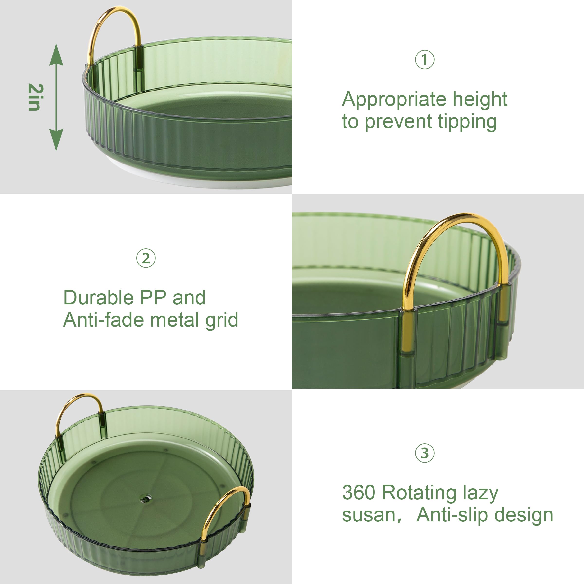 YCIA&DONE 360 Rotating Makeup Organizer and Storage for Vanity Bathroom Countertop, High Capacity Cosmetic Skincare Perfume Organizer for Dresser Lazy Susan Organizers(Clear White,2 Tiers)