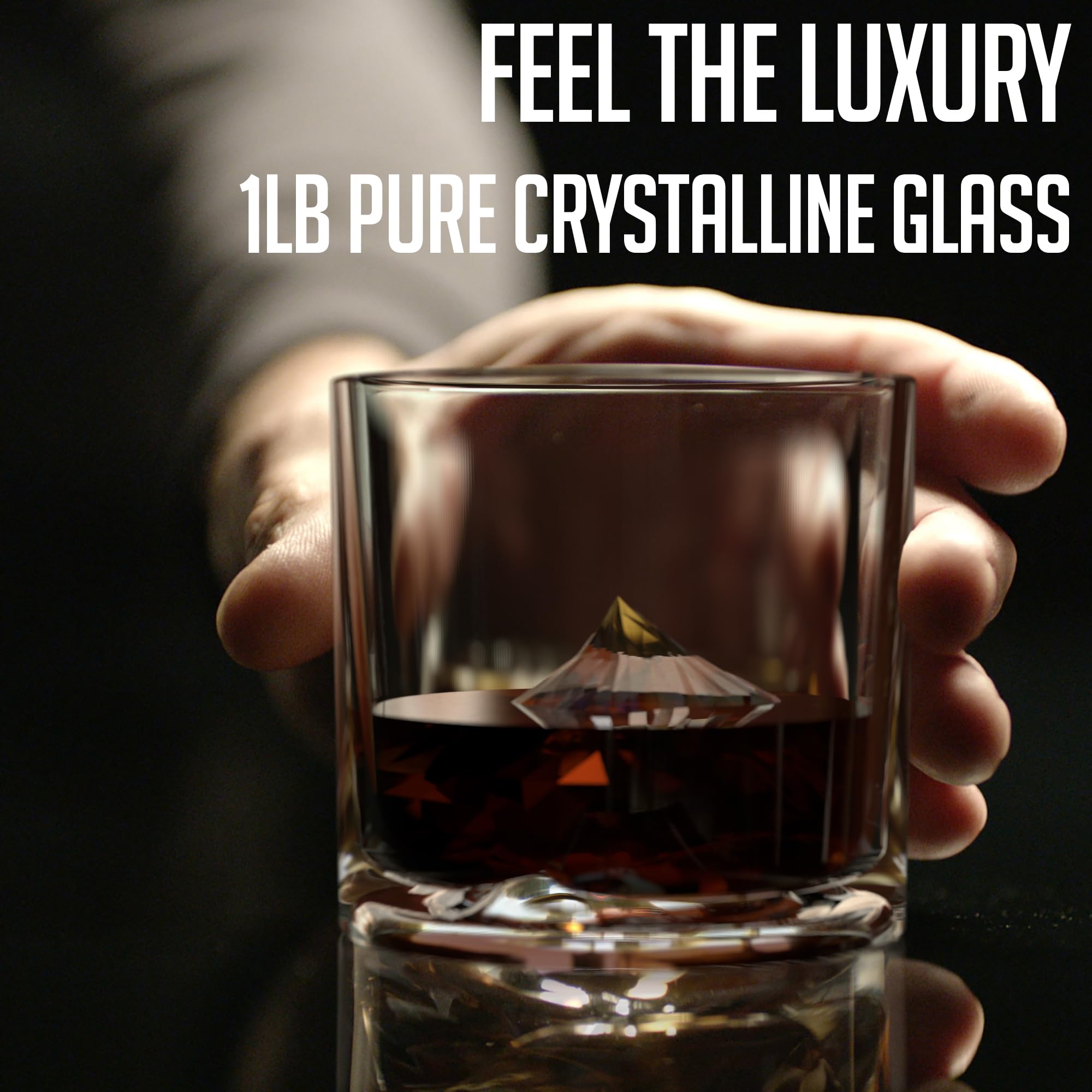 LIITON Heavy Crystal Whiskey Glasses Gift Set, Thick Freezable Bourbon Glass 1lb Each, Premium Whiskey Gifts for Men, Frozen Crystal Chills Cocktails Featuring Grand Canyon Glasses Set of 2, 10 oz