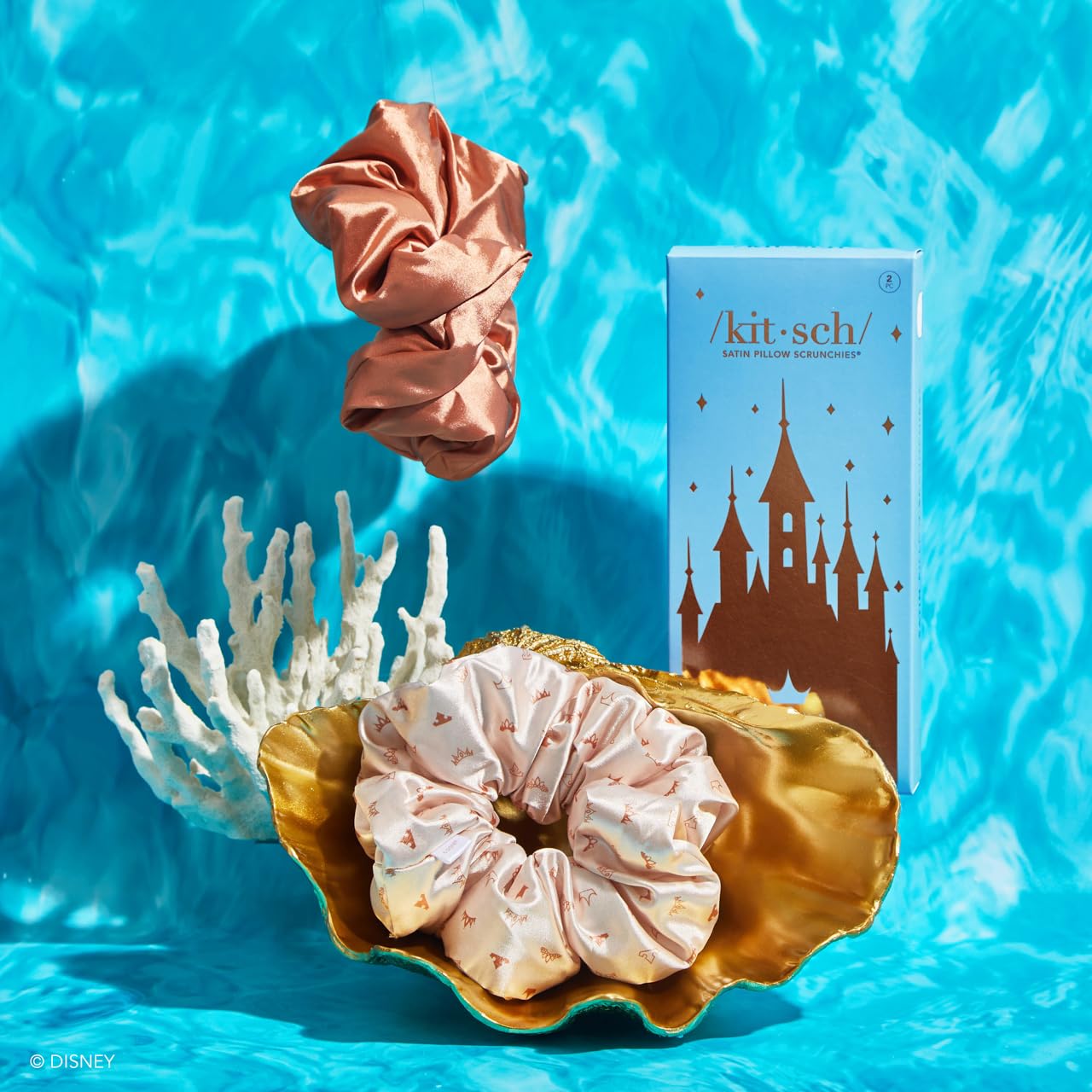 Kitsch 5 Count Velvet Hair Scrunchies for Women - Hair Ties for Thick Hair, Girls, Women, Cute Scrunchies, Soft Hair Accessories, Blush/Mauve