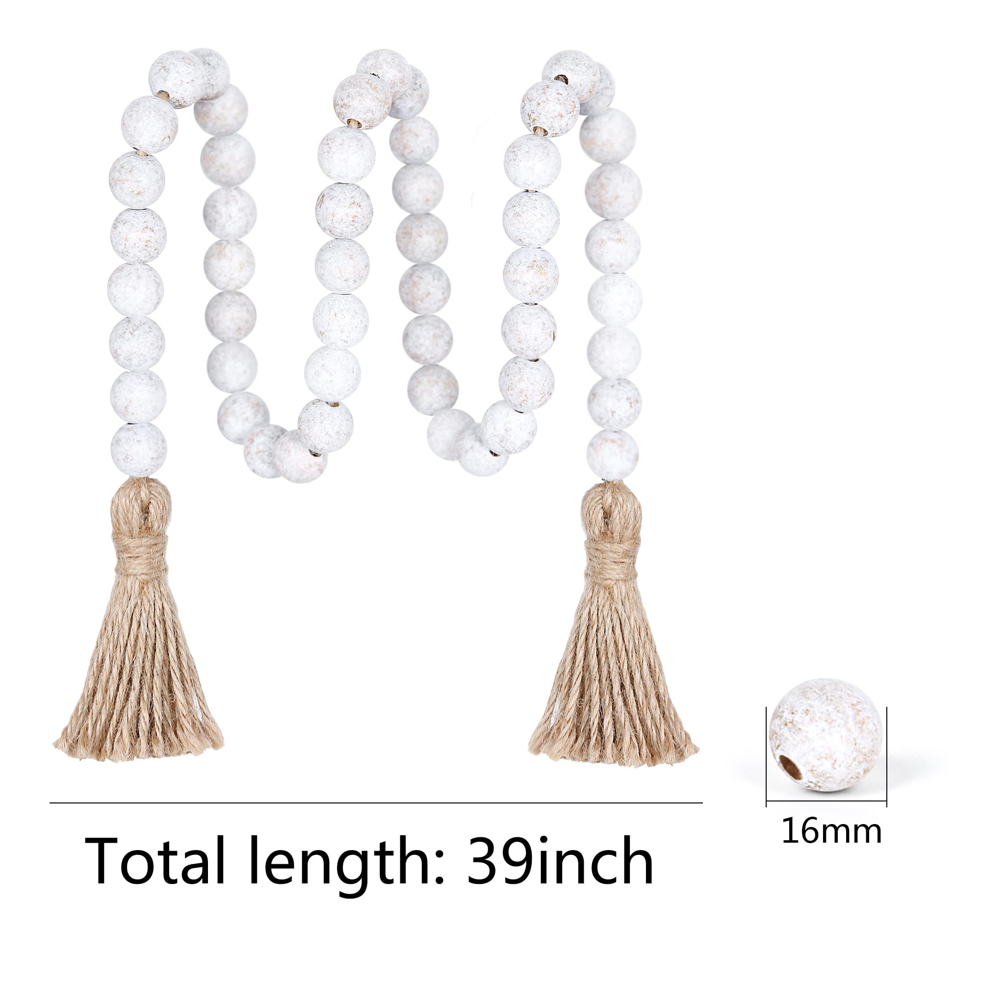 Meplait 39in Wood Bead Garland Farmhouse with Tassels,Versatile Prayer Beads Boho Chic Wall Hanging Home Decor (Purple)